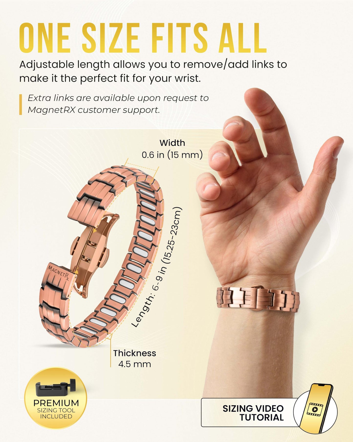 MagnetRX® Copper Magnetic Bracelets Set — EllipseMAX 5X Strength Bracelet (5,000 Gauss) for Men & Adjustable Twisted Cuff (3,500 Gauss) for Men & Women — Pure Copper Magnetic Jewelry Set