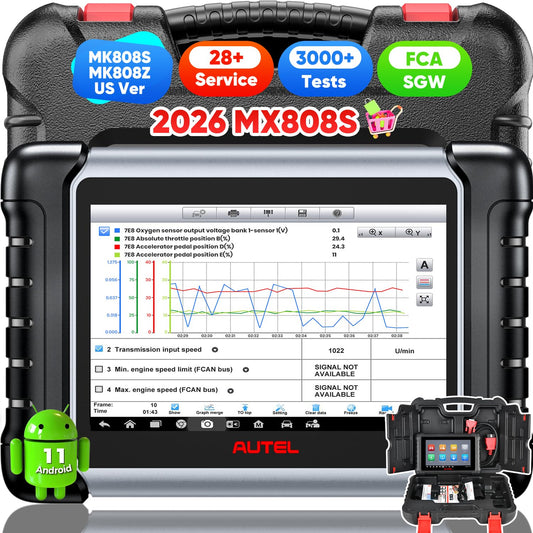 Autel Scanner MaxiCheck MX808S, 2026 US Ver of MaxiCOM MK808S MK808Z, Full Bidirectional Diagnostic Scan Tool as MK900 MX900 MK900BT MK808BT PRO, 3K+ Active Test, 28+ Service, OE All System, OS11, FCA