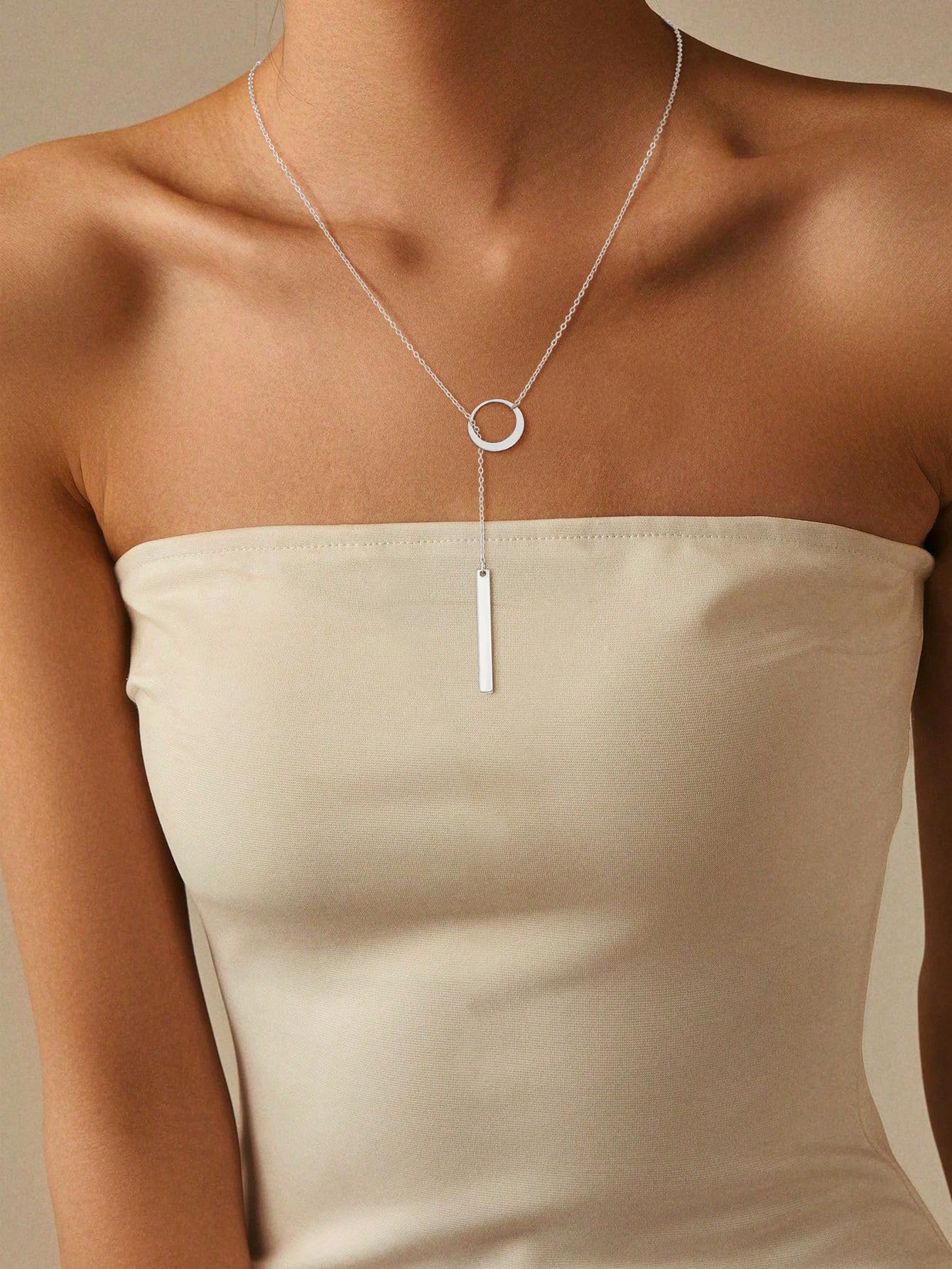 JIKASI Long Necklaces for Women Trendy Sterling Silver Plated Y Long Necklace Drop Bar Pendant Lariat Y-Shaped Necklace Silver Dainty Jewelry Gifts for Women