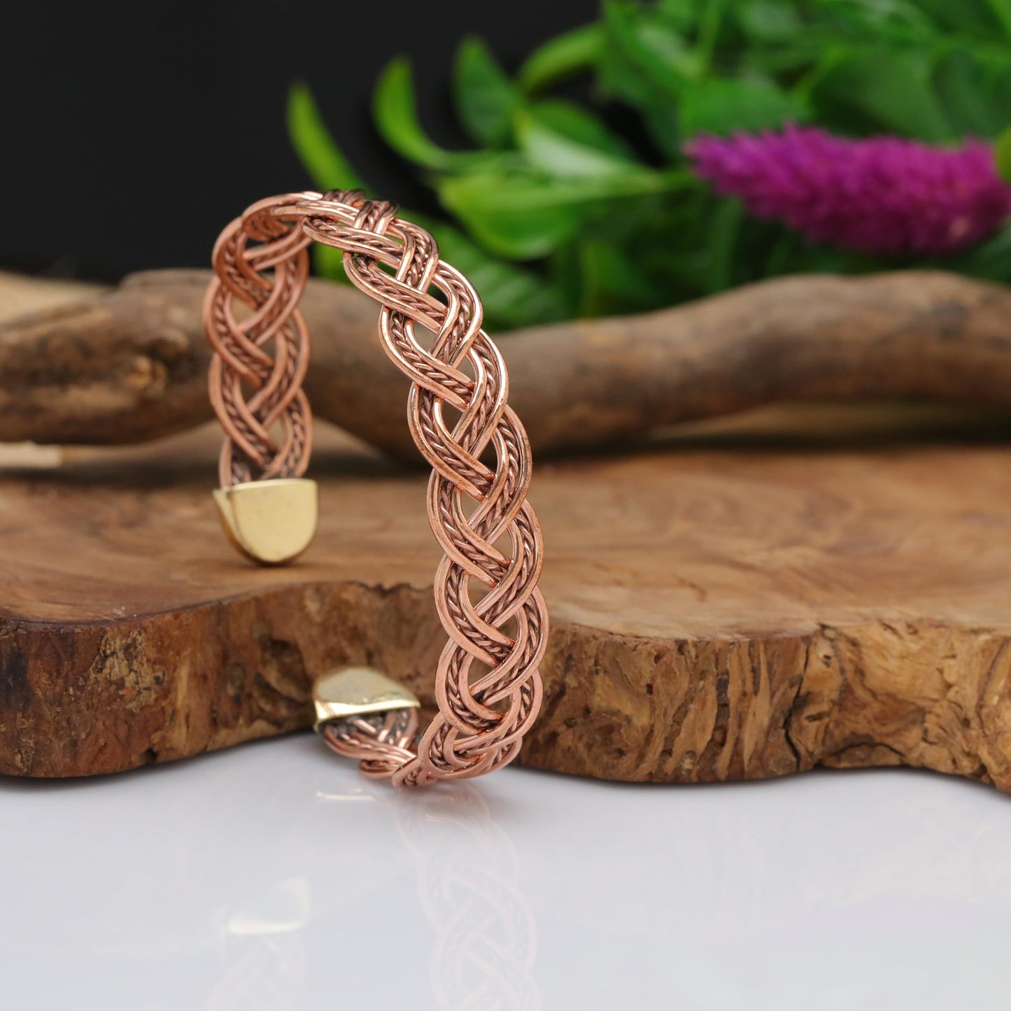 Handmade Elegant Copper Bracelet for Women - Pure Copper Bracelet for Pain Relief and Stress Relief - Adjustable Entwisted Copper Bracelet to Fit many Size Wrist(fancy knitted) (fancy knitted)
