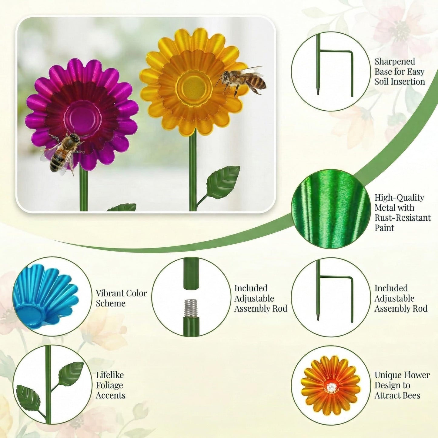 4 Pack Bee Watering Station, Bee Feeder for Garden Metal Butterfly Water Feeder with Flower Design Colorful Butterfly Bee Bath Bowl for Outdoor Garden Yard