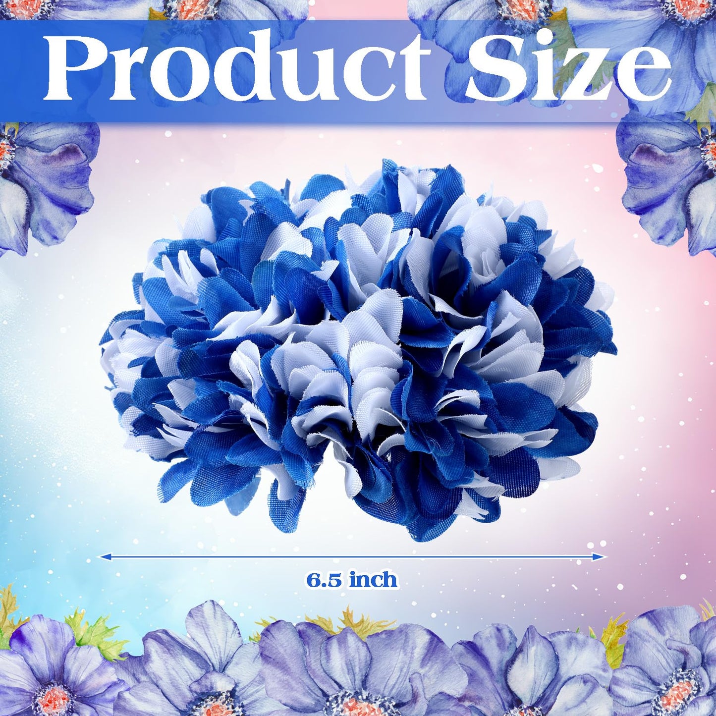 Knitgrip 3 Pcs Blue and White Homecoming Mum Flowers 6.5" Silk Homecoming Mum Supplies Trinkets 21 Layers Artificial Flowers Kits for Back to School Week Party Decorations