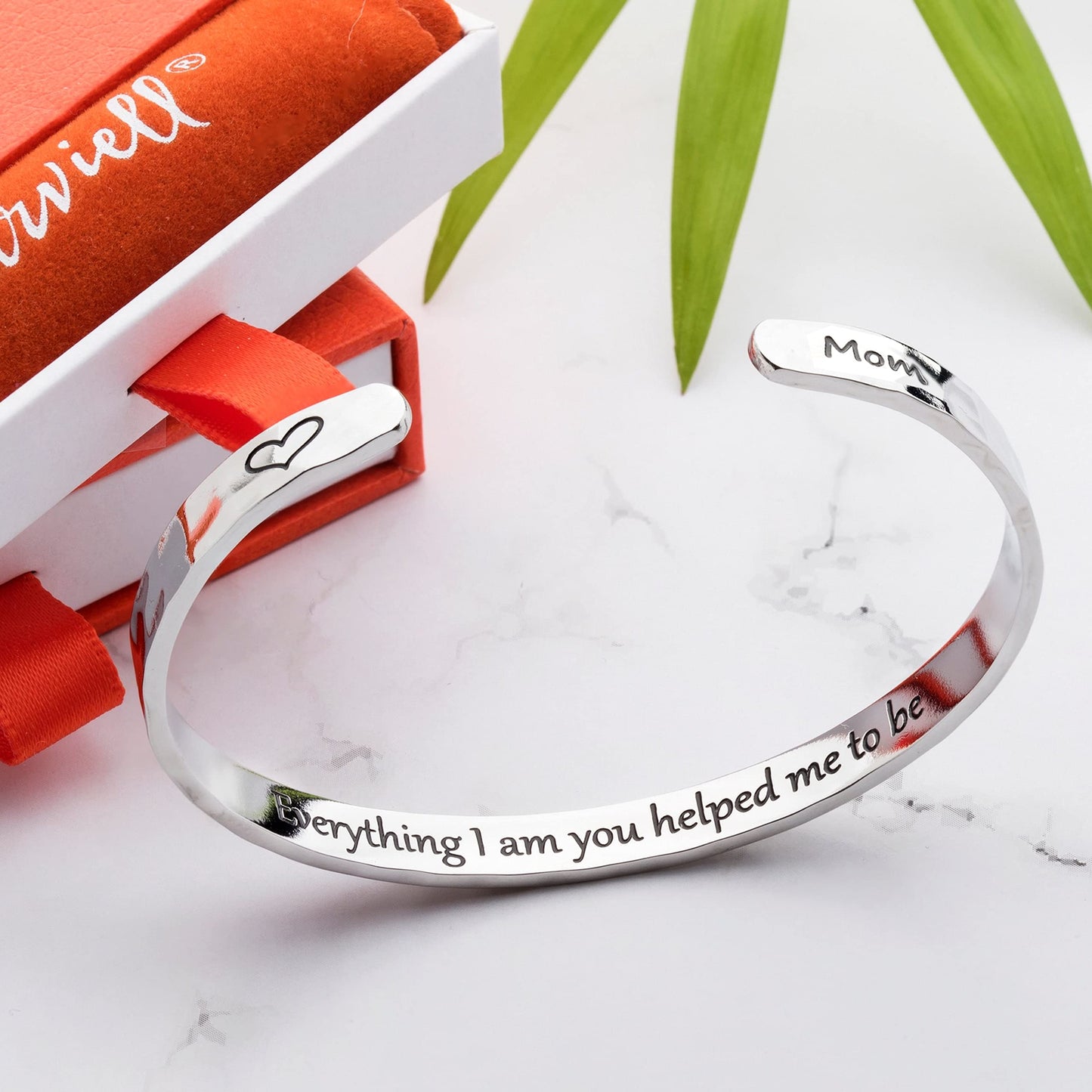 Carviell Bracelets Gifts for Mom, Stainless Steel Cuff, Mom Birthday Gifts from Daughter, Mother of the Bride Gifts, Mother's Day Present
