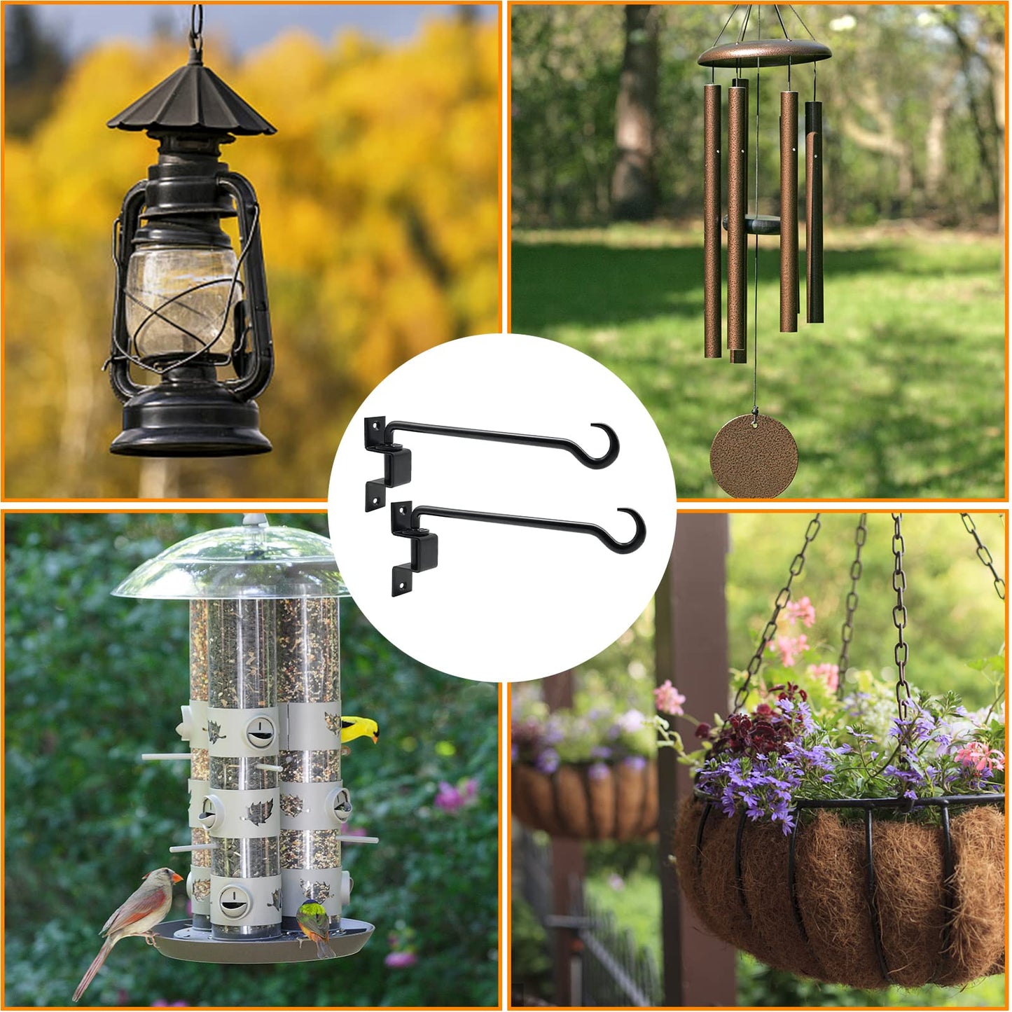 12 inch 2 Pack Swivel Plant Hangers Outdoor Heavy Duty - Black Iron Plant Hanging Hook Bracket for Flowers Baskets Pots Bird Feeder Lanterns Wind Chimes