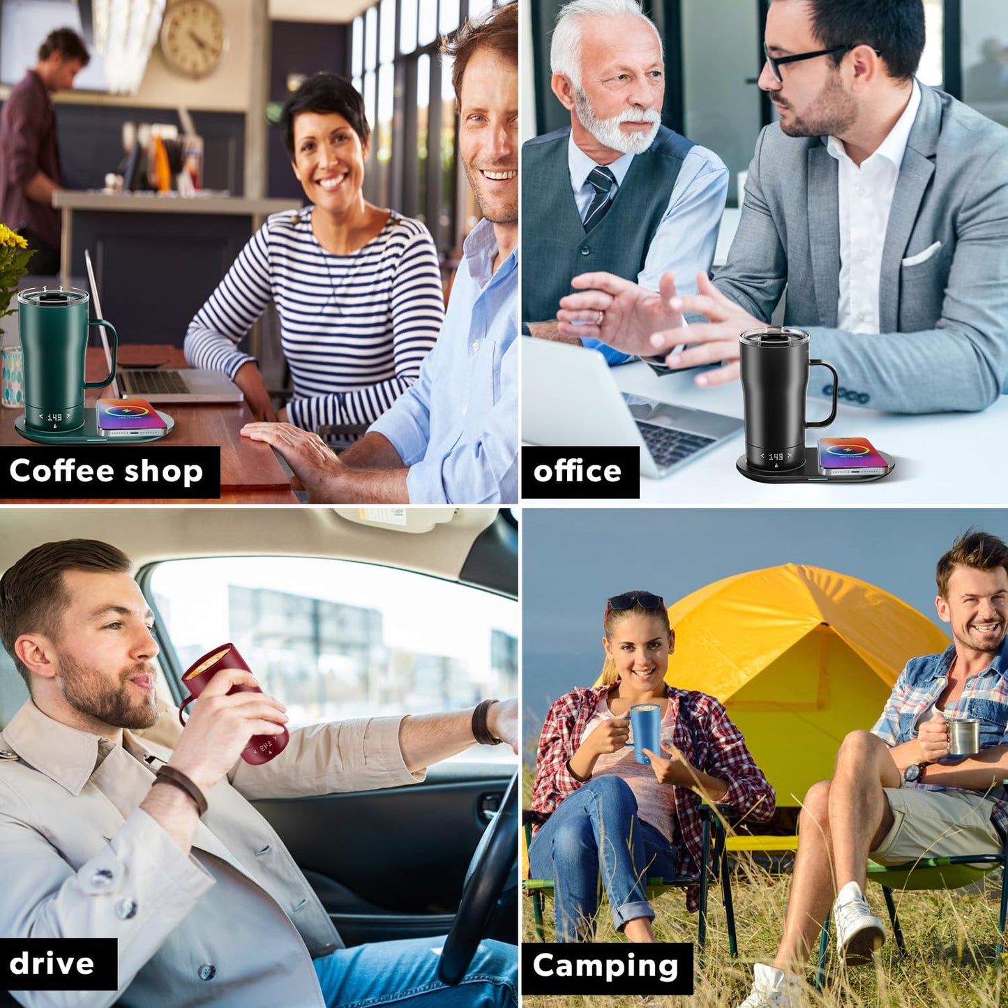 LEGARDLILIU Smart Self Heating Coffee Mug 18 Oz Temperature Control Heated Coffee Mug App Controlled Warmer Mug 5-10 Hour LED Display Keep Coffee Hot All Day Fast Wireless Charger Base Dull Black