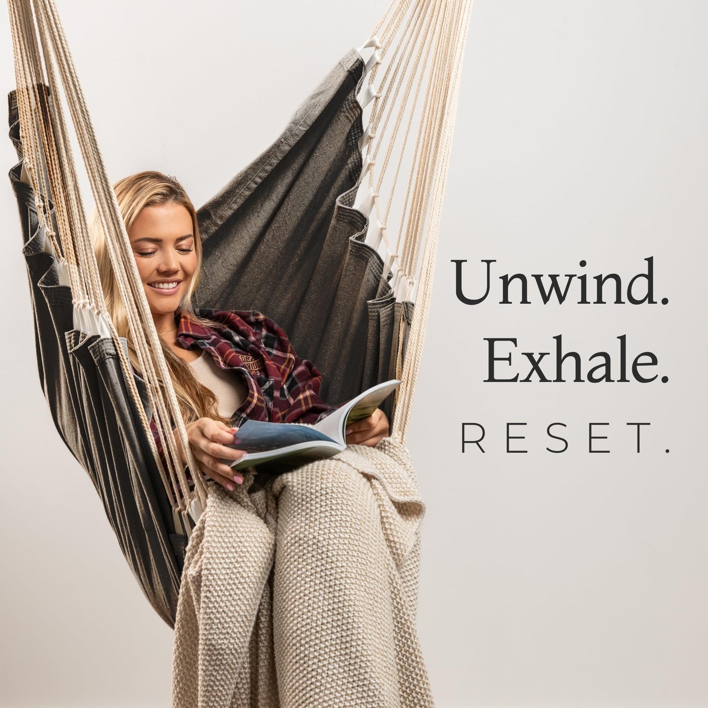 Hanging Hammock Chair Swing – Hanging Chair Outdoor & Indoor - Hammock Swing Chair – Quick & Easy Setup with Hardware Kit – Durable & Spacious Full Body Support – Holds 440 Lbs