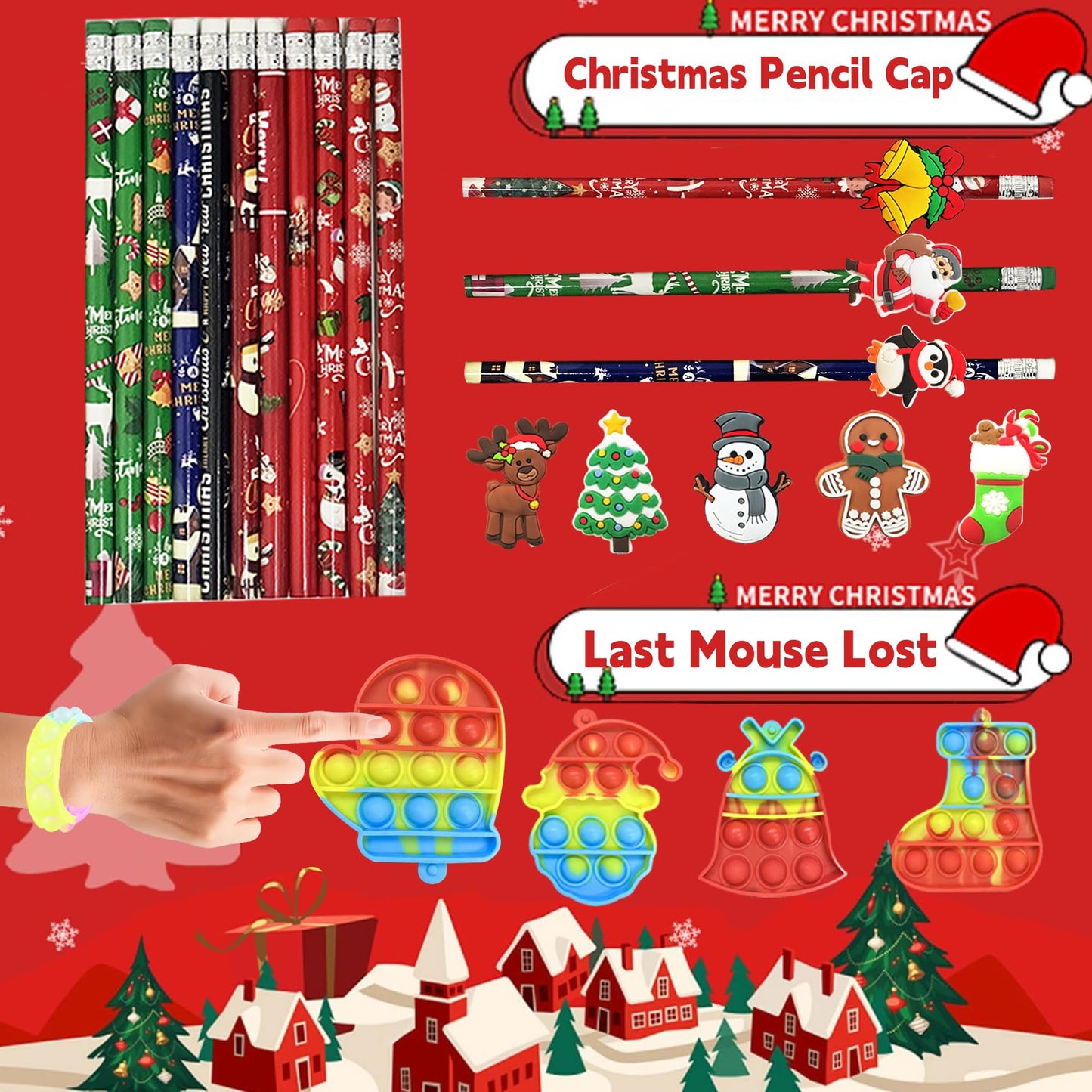 QZYCMHOO 159PCS Christmas Party Favors Set, Holiday Stocking Stuffers Bulk, Christmas party and Reward Prizes for Winter Party Supplies, Includes Puzzles, Stickers, and Festive Gift Accessories
