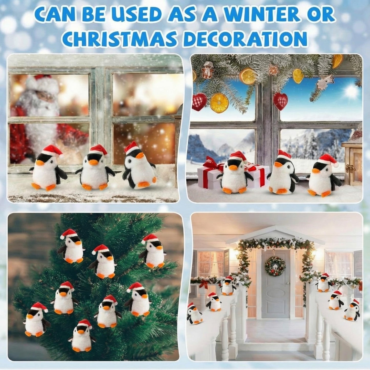Motionchic 20 Pcs Mini Plush Penguin Winter Party Favors Cute Penguin Hanging Stuffed Animal Plush Party Favors for Bag Pendant (Christmas Hat,Black)
