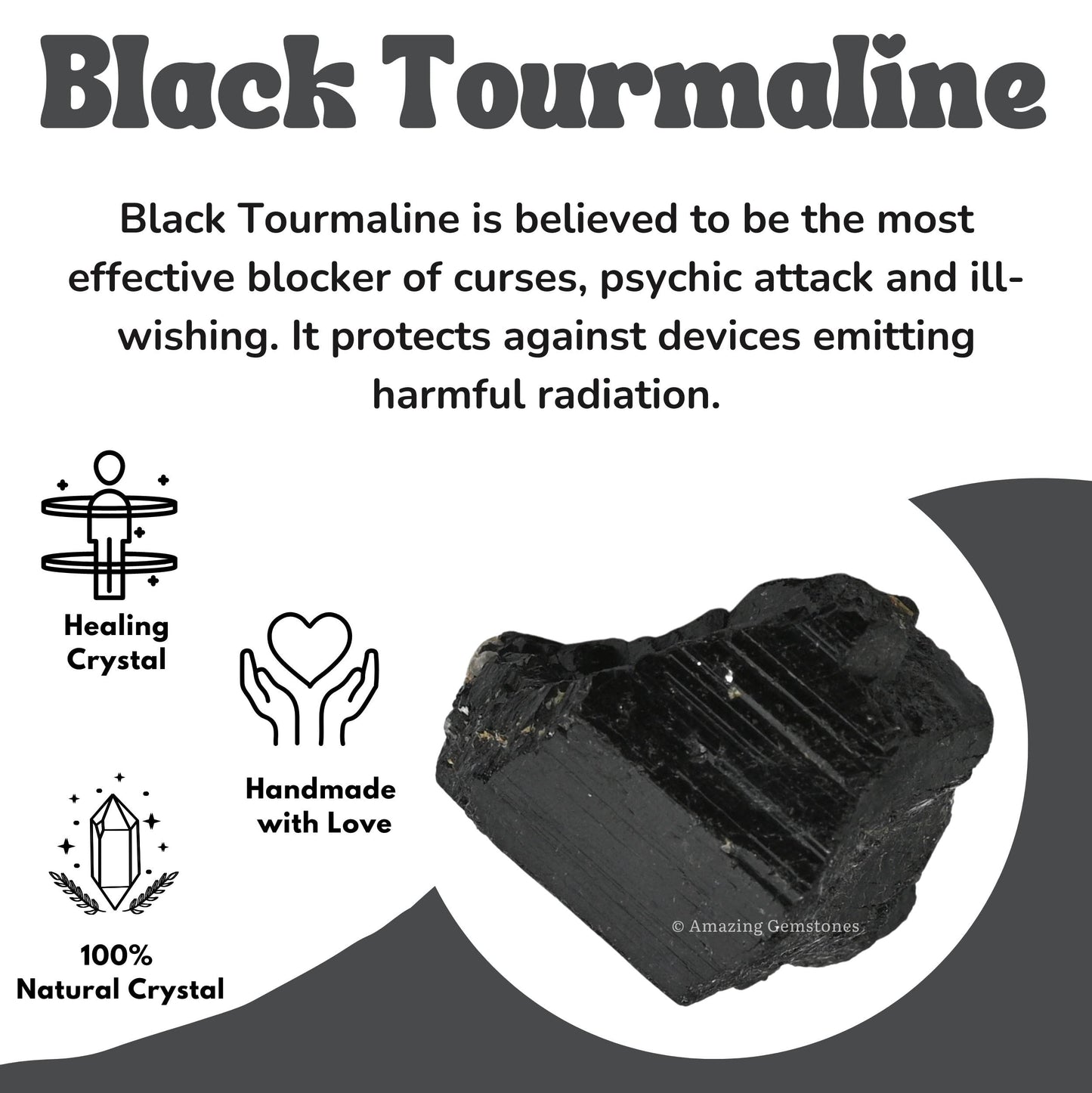 Amazing Gemstone Black Tourmaline Selenite Crystal - 1/2 lb Bulk Raw Black Tourmaline Crystals and Selenite Healing Crystals for Protection, Crystal Grid, Energy Piedra Selenita Original