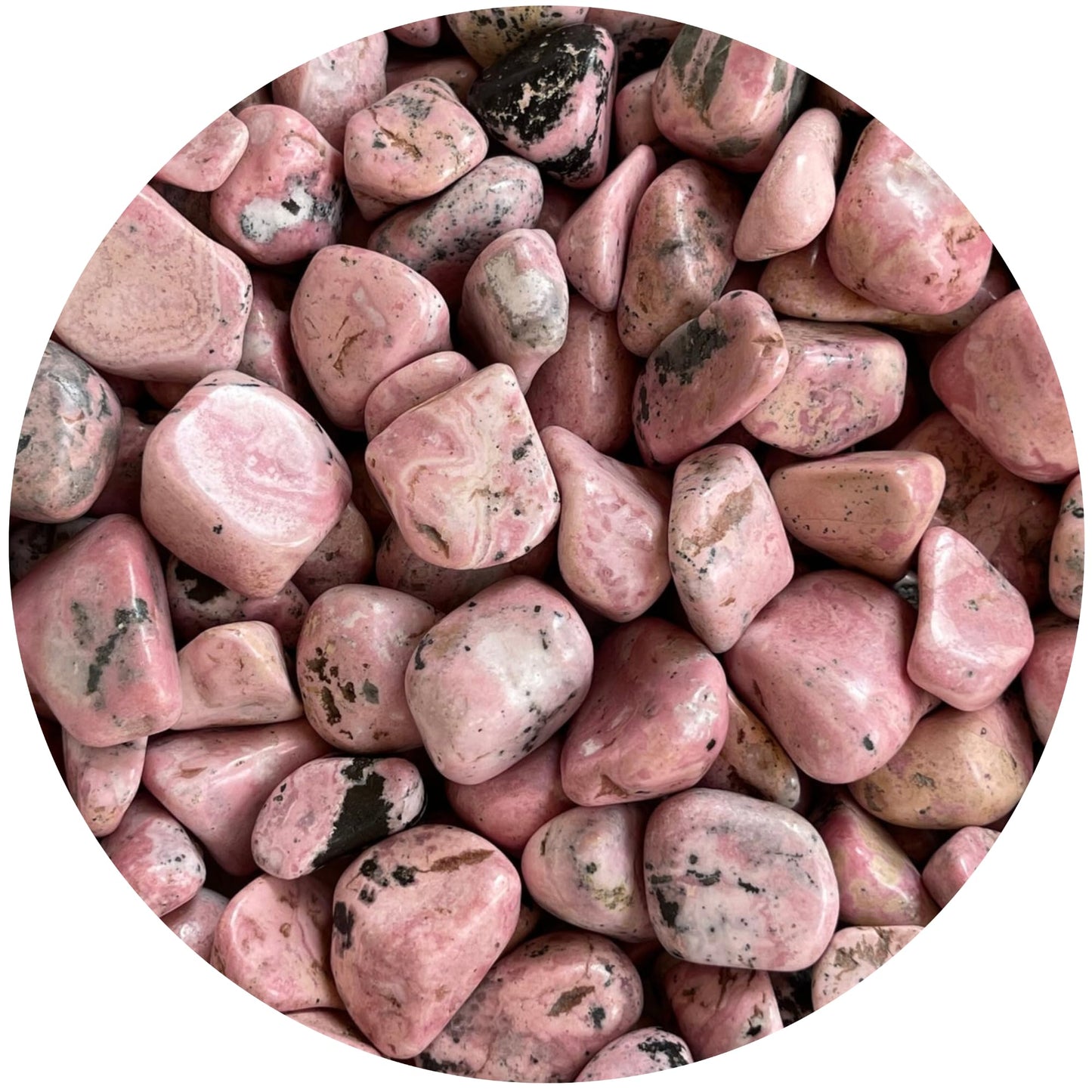 WHOLESALE Rhodonite Tumbled Stones, Polished Rhodonite Gemstone, Rhodonite Polished Rocks (Rhodonite, 0.25 Pound)