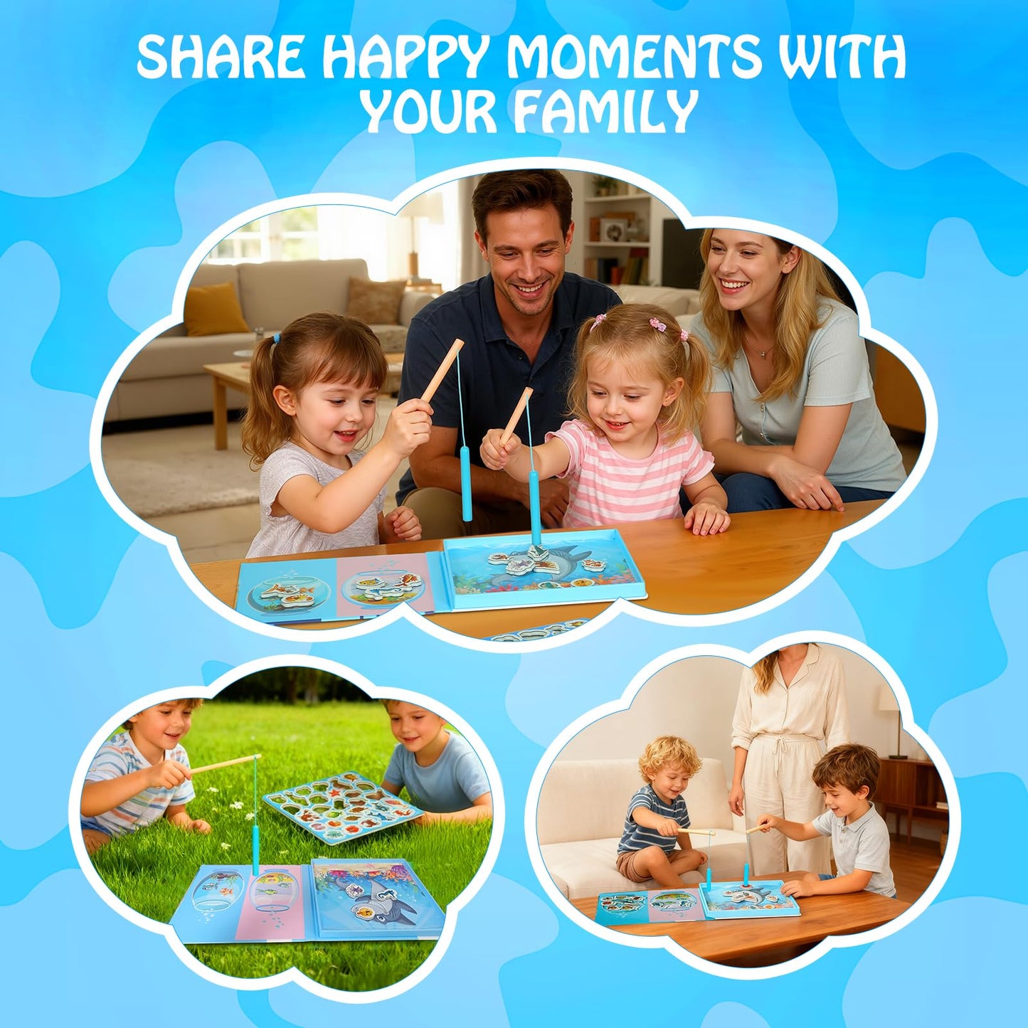 VOLSION Magnetic Fishing Game for Toddlers Ages 3-8 – Montessori Wooden Educational Toy with 28 Fish – Preschool Learning Toy for Fine Motor Skills, Travel, Airplane & Road Trips