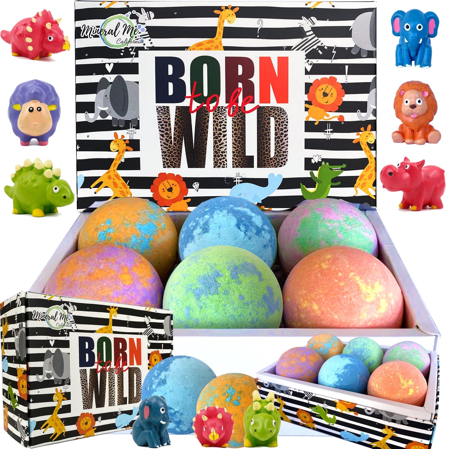 Bath Bombs for Kids with Toys Inside - Organic Bubble Bath Fizzies with Jungle Animal Toys. Gentle and Kids Friendly Spa Bath Balls, Bath Fizz Balls - Birthday Gifts for Toddlers, Boys, Girls