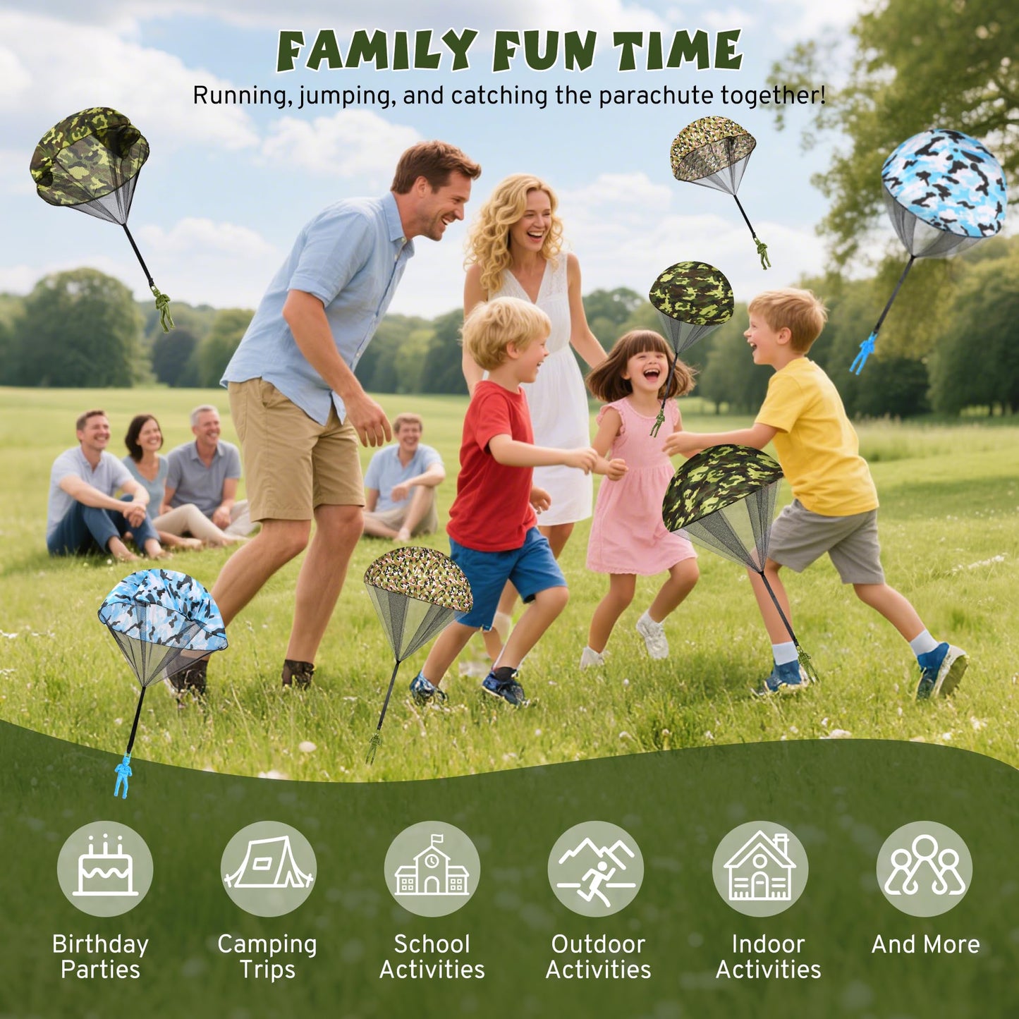 Parachute Toy for Kids, Army Outdoor Toys Flying Parachute Men, Inside & Outside Toys for or 3 4 5 6 7 8 9 10 11 12 Year Old, Easter Basket Stuffers for Kids Idea 2026 Unique Boys Party Favors