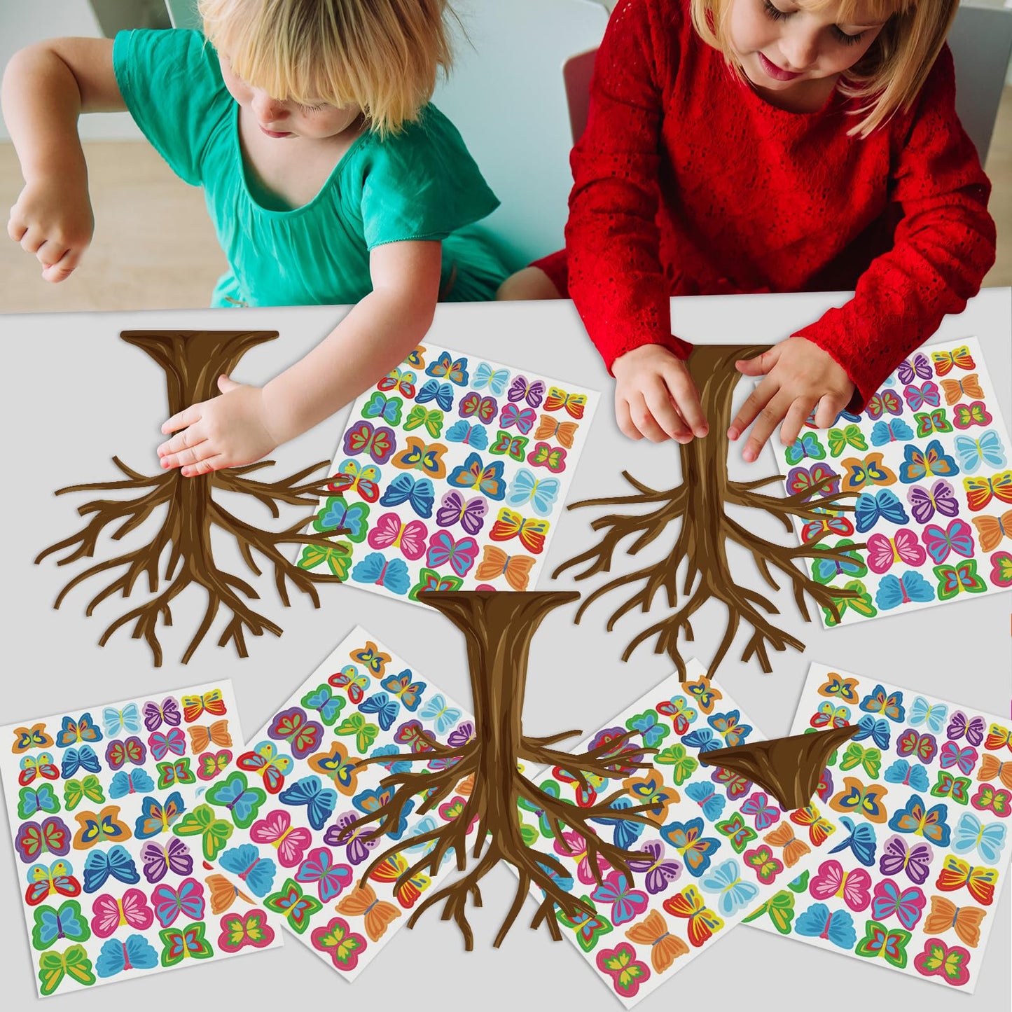 Cinrobiye 30 Set Spring Craft Kit Flower Bird Butterfly DIY Tree Ornaments Making Art Crafts for Toddler Sunday School Classroom Home Preschool Party Activities Favor Decor Supplies (Butterfly)