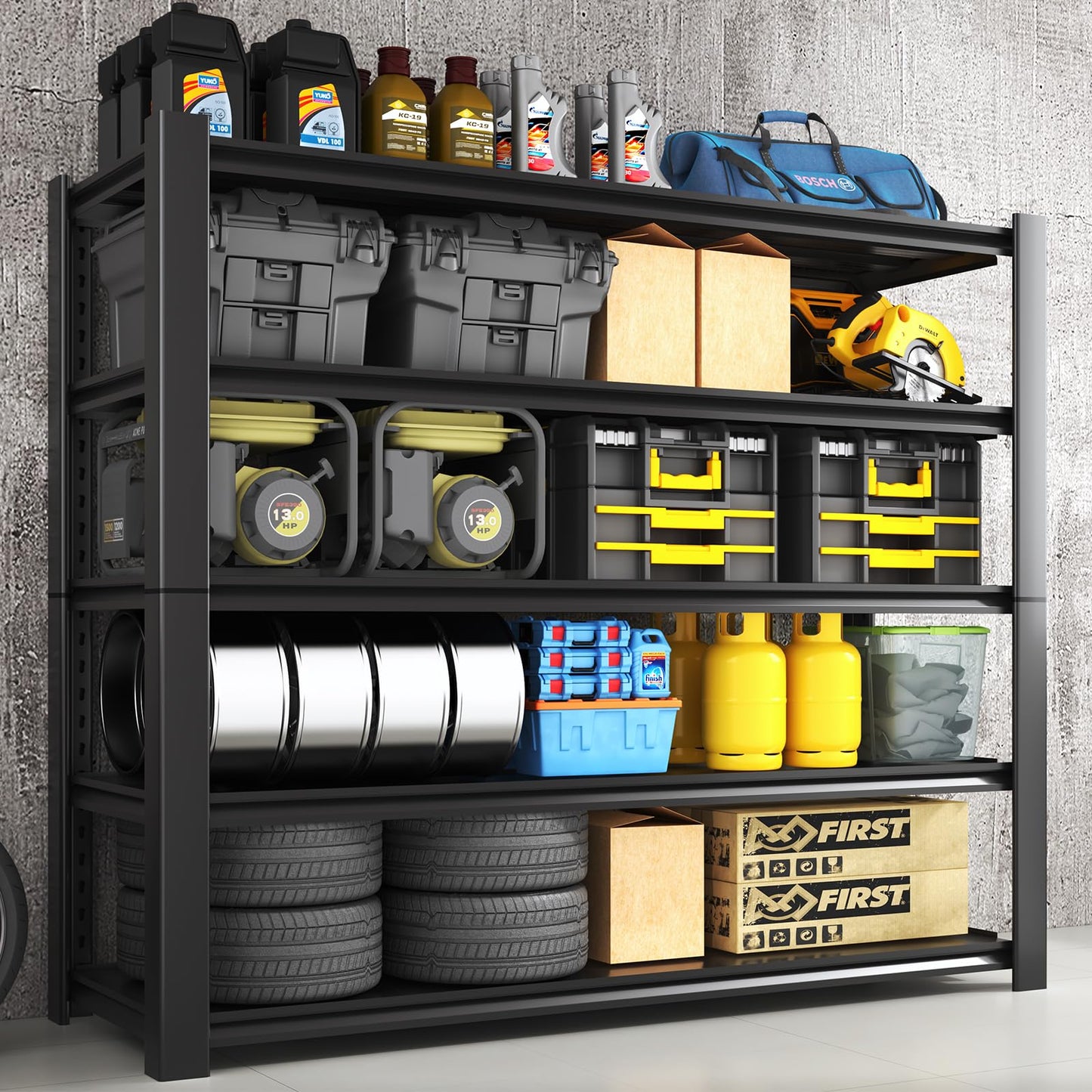 Nexvrtau Heavy Duty Garage Storage Rack, High Capacity Deep Metal Shelving for Bulky Items, 3000 lbs Steel Storage Shelves, 59.8''W x 24''D x 76.6''H 1Pack
