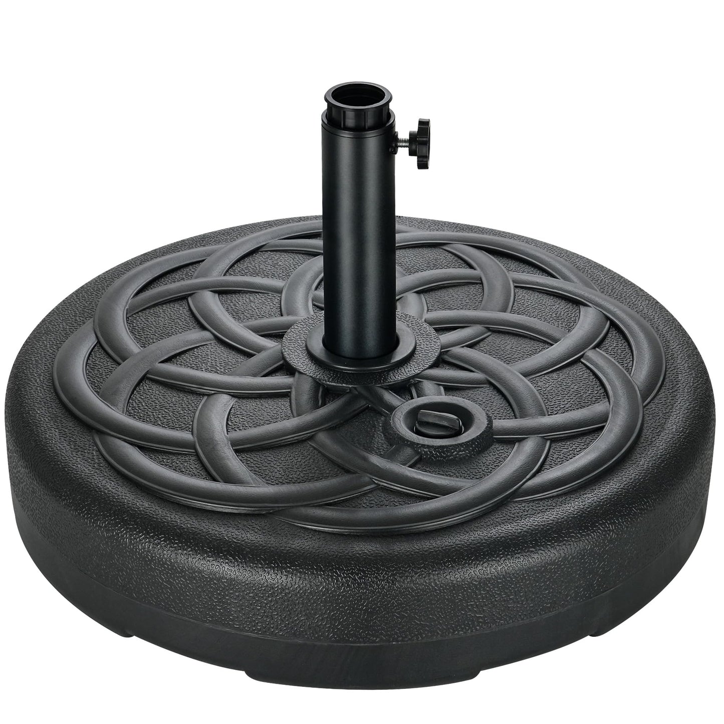 FLAME&SHADE Patio Umbrella Base Stand - 112 lbs 22" Fillable Outdoor Umbrella Base, Water Filled Heavy Duty Base for Table Market Umbrella Holder, Garden, Backyard, Pool, Beach(Black)