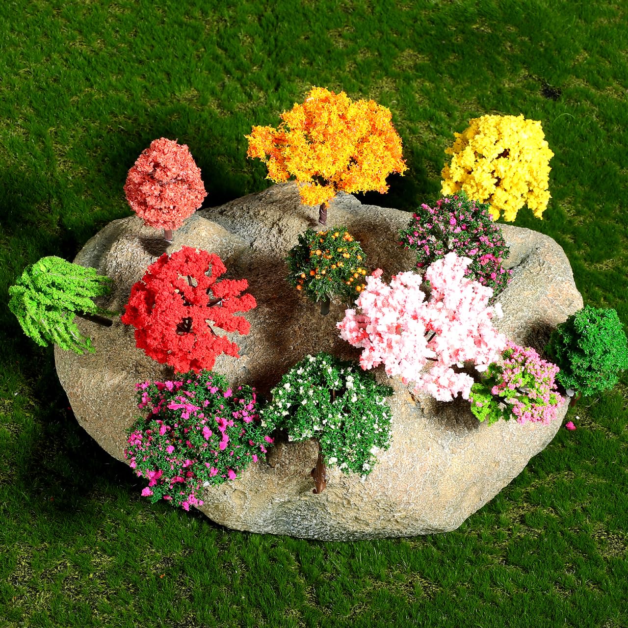 TOPPERFUN 12PCS Miniature Trees, Model Tree for Diorama Supplies and Railway Scenery, Fake Mini TRE·ES for Crafts, Fairy Garden Accessories for Micro Landscape and Train Decoration, 3.34in