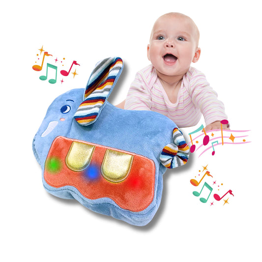 Lumio Interactive Musical Plush Toy with Lights and Drum Sounds - Sensory Toy for 3 6 9 12-18 Months and up, Perfect for Tummy Time Rhythm Learning (Piano)