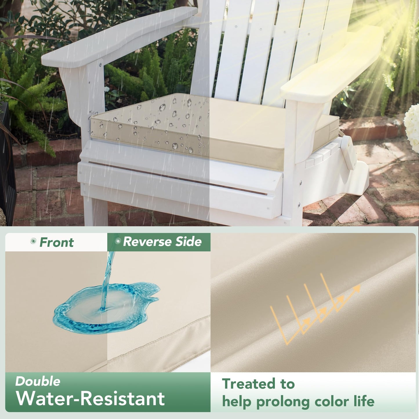Outdoor Chair Cushions Set of 4: Waterproof & Fade Resistant Seat Cushion for Patio Furniture - 18.5 x 16 x 2 Inch Chair Pads with Ties and Hidden Zipper - Patio Chair Cushion Replacement, Beige