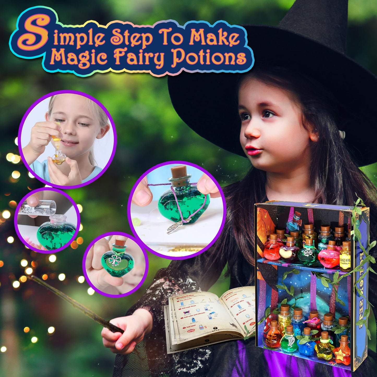 Aimiffy Kids Potions Making Kit Girl - 22Pcs Fairy Magic Craft Kit Magic for Girls, Mystery Potions Craft Kit, Christmas Decorations Birthday Gifts for Age 6 7 8 9 10+ Year Old Girls