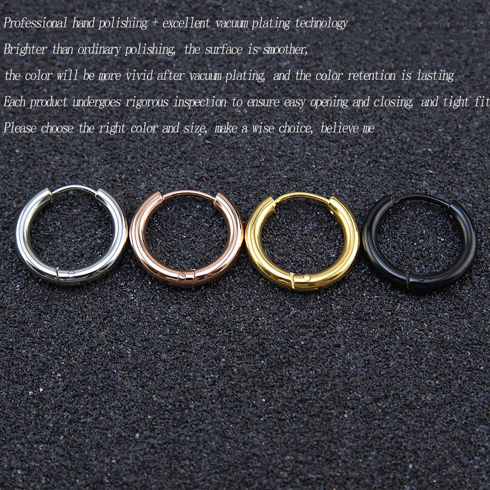 316L Surgical Stainless Steel Huggie Hoop Earrings 8mm Silver Hypoallergenic Earrings Hoop Cartilage Helix Lobes Hinged Sleeper Earrings For Men Women(B02: 8mm Silver(THK 2.0mm))