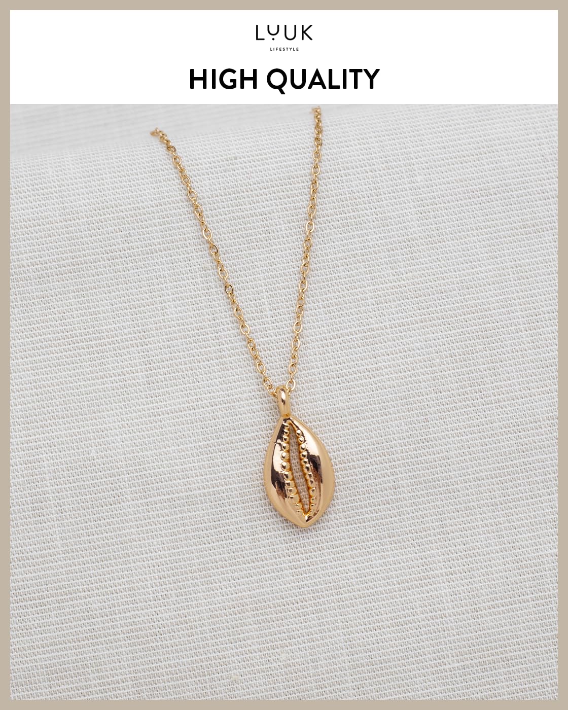LUUK LIFESTYLE Stainless steel, 14k silver plated, Seashell pendant necklace, ocean beach, waterproof, 19in adjustable sturdy chain, Gift ideas with Card, vacation, dainty trendy aesthetic simple
