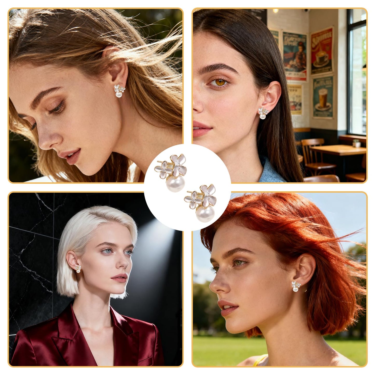 Pearl Earrings Natural Freshwater Cultured Pearl Stud Earrings for Women, 18K Gold Plated, Genuine 925 Sterling Silver, Hypoallergenic, Elegant Jewelry Gift for Sensitive Ears