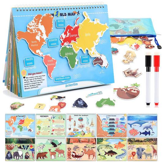WethCorp Toys for 3-8, Geography Busy Book Sensory Toys for Boys 3-6 Educational Toy for Kids Boy 4-9 Preschool Learning Activities Homeschool Birthday Gift for Girls and Boys Ages 5-7