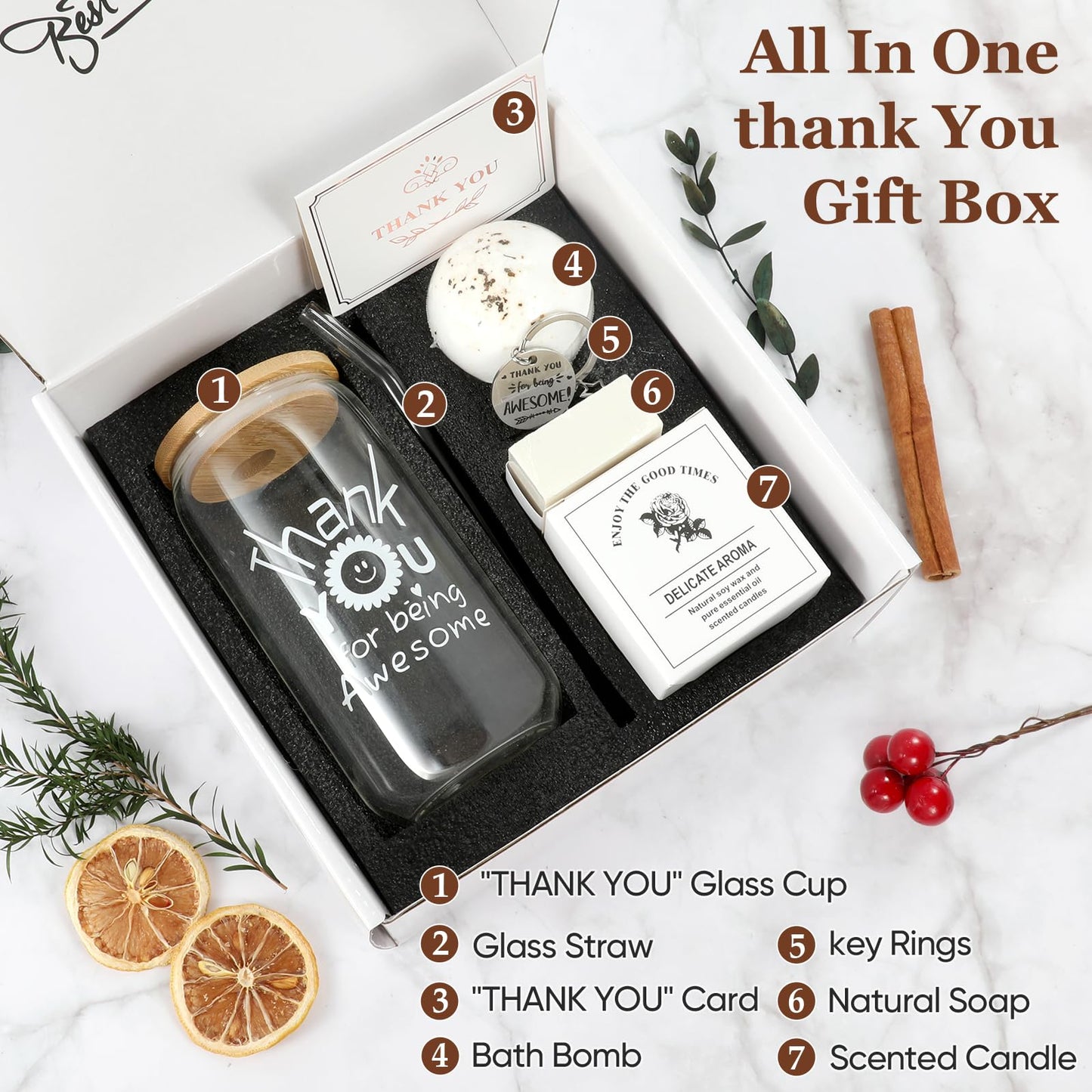 Benjika Appreciation Gifts for Women, Colleagues & Neighbors - Glass Cups, Employee & Coworker Thank You Gifts - 'Being Awesome' Gift Set