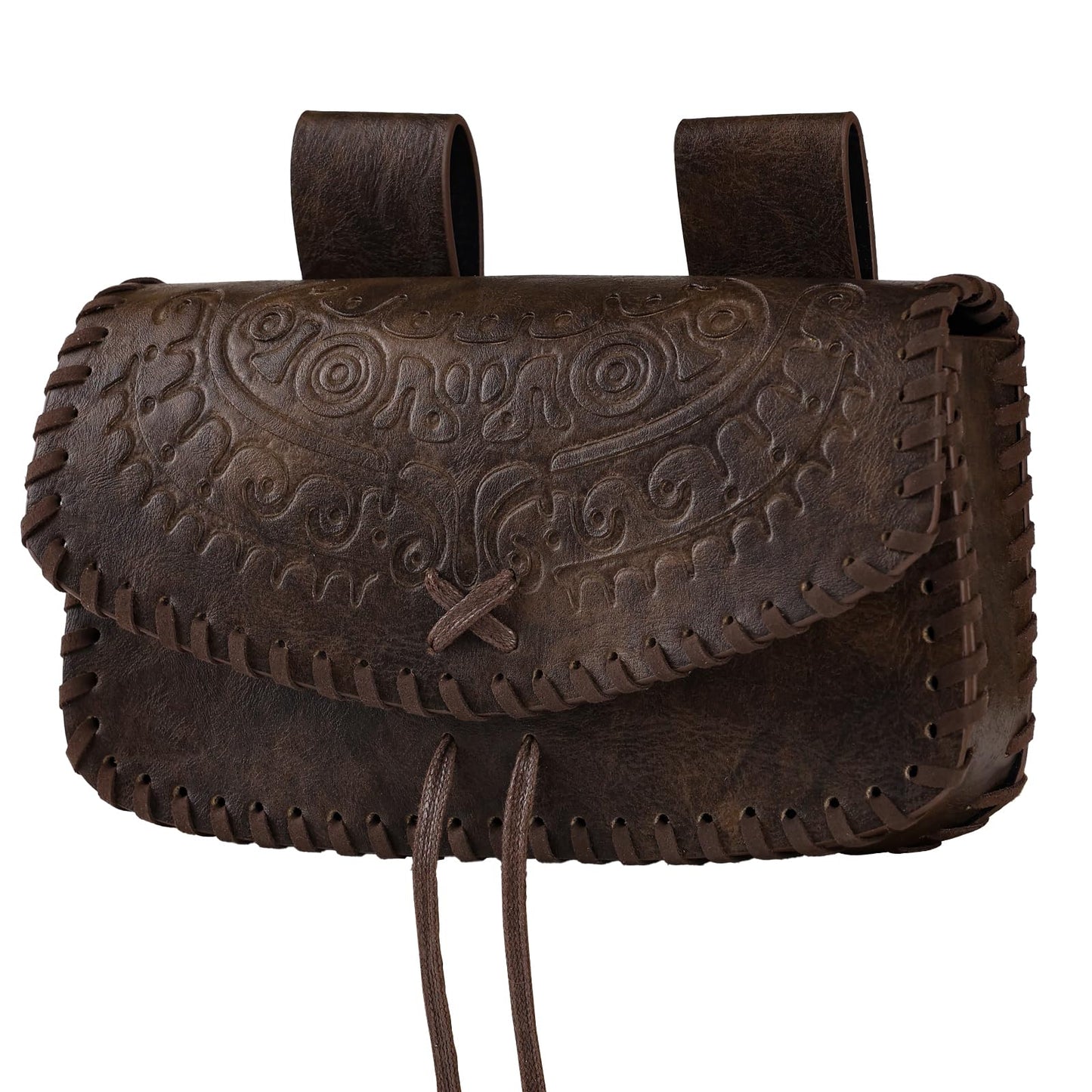 HiiFeuer Viking Craft Kits Belt Bag, Vintage DIY Kits Medieval Faux Leather Side Pack, Portable Belt Pouch for Ren Faire (Brown B)