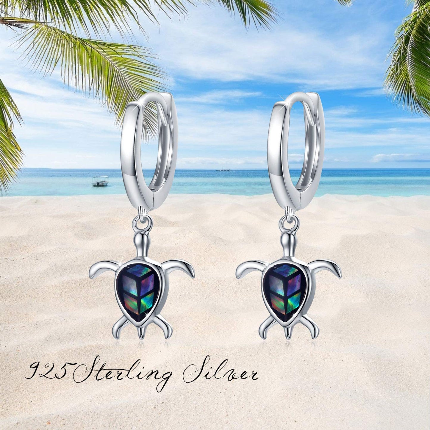 AOVEAO Turtle Earrings S925 Sterling Silver Abalone Sea Turtle for Women Coastal Leverback Drop Dangle Marineflavor Hawaiian Beach Ocean Animal Jewelry Turtles Lovers Gifts for Christmas New Year Valentine's Mother's Day Daily Use for Women Her