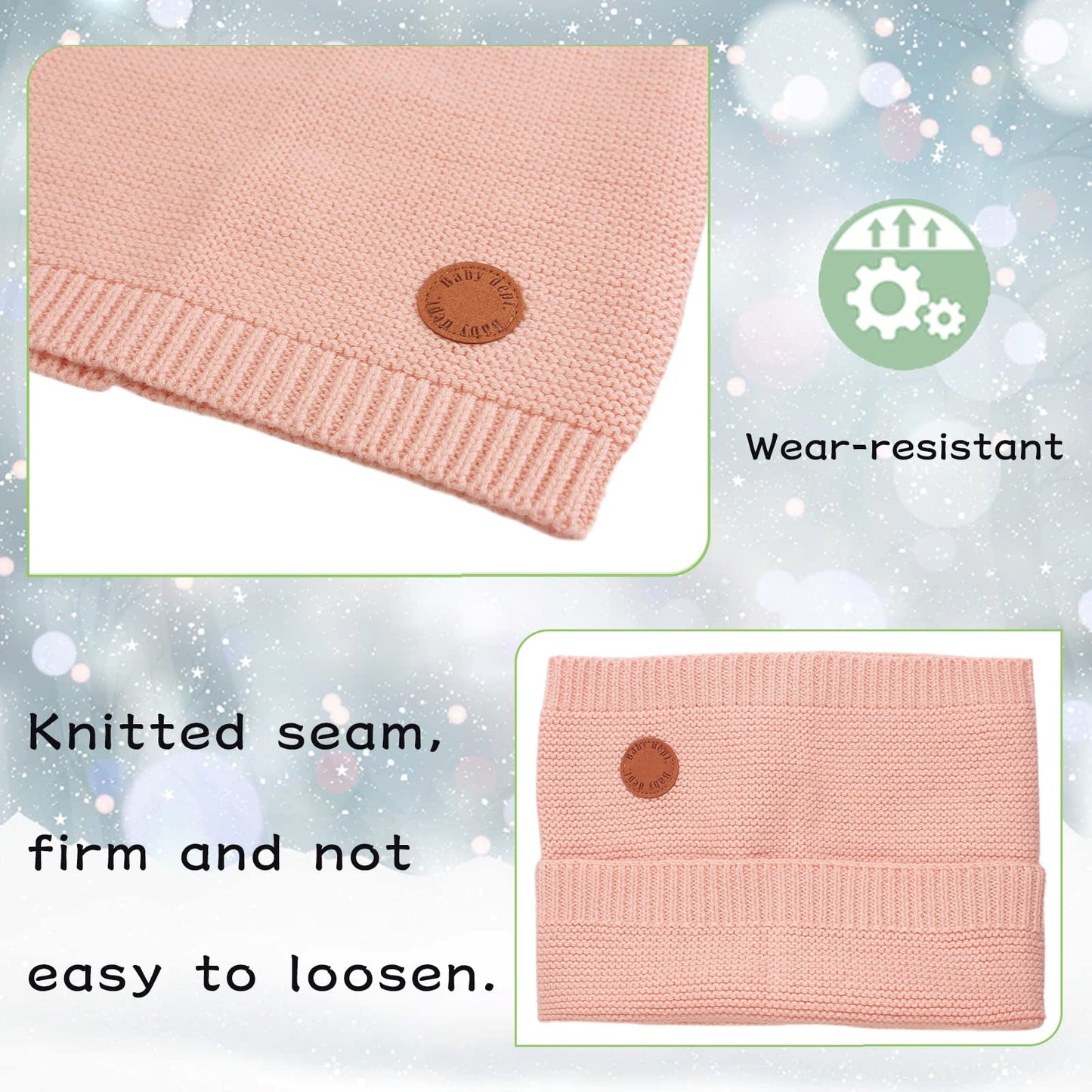 Peecabe Baby Boys Knitted Scarves Warm Toddler Girl Infinity Scarf Kids Soft Chunky Neck Warmer for Fall Winter (White+Pink+Beige)