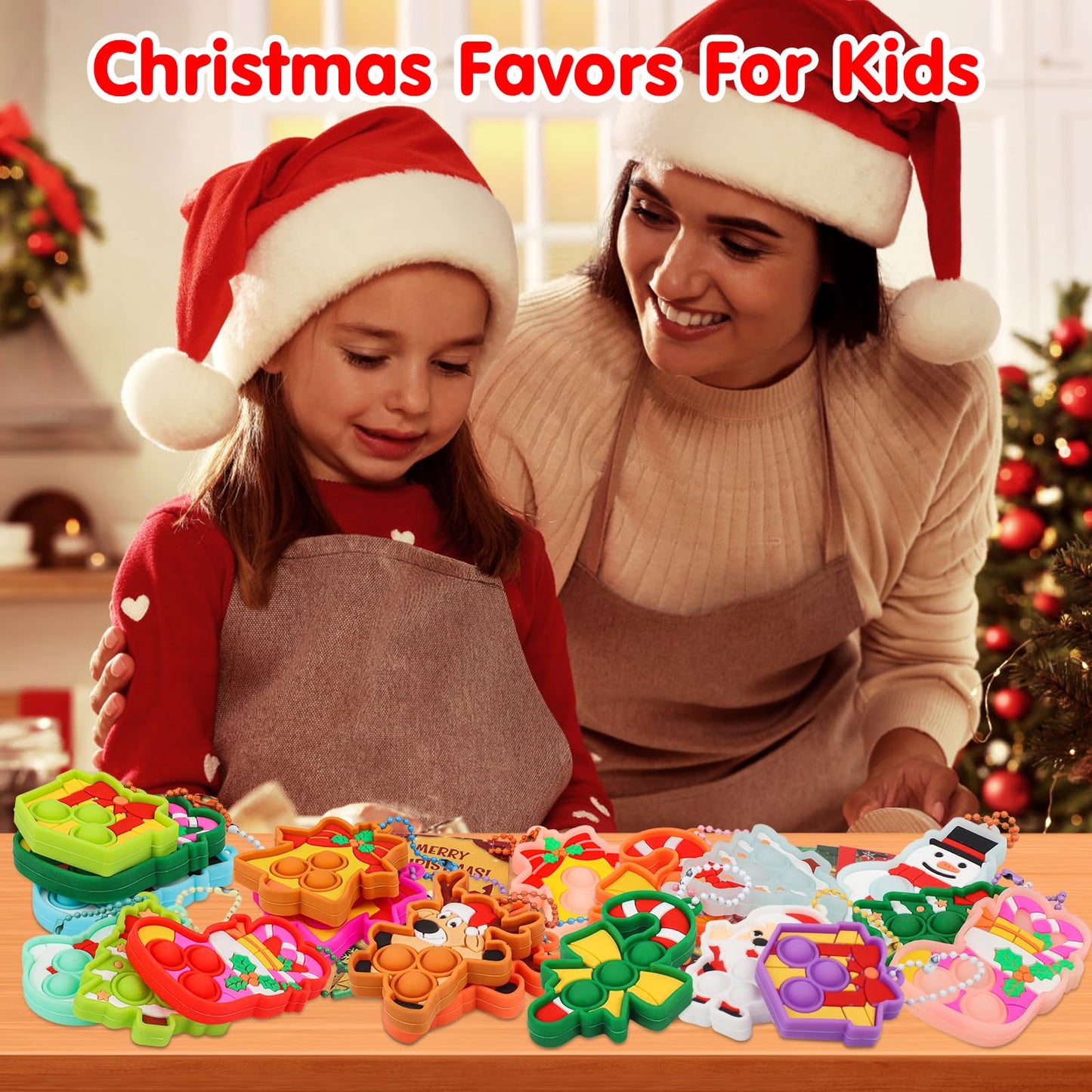 Christmas Party Favors for Kids Pop Fidget Toys,Stocking Stuffers for Kids,Christmas Goodies Bag Fillers,Xmas Gifts for Classroom,Christmas Fidgets Bulk