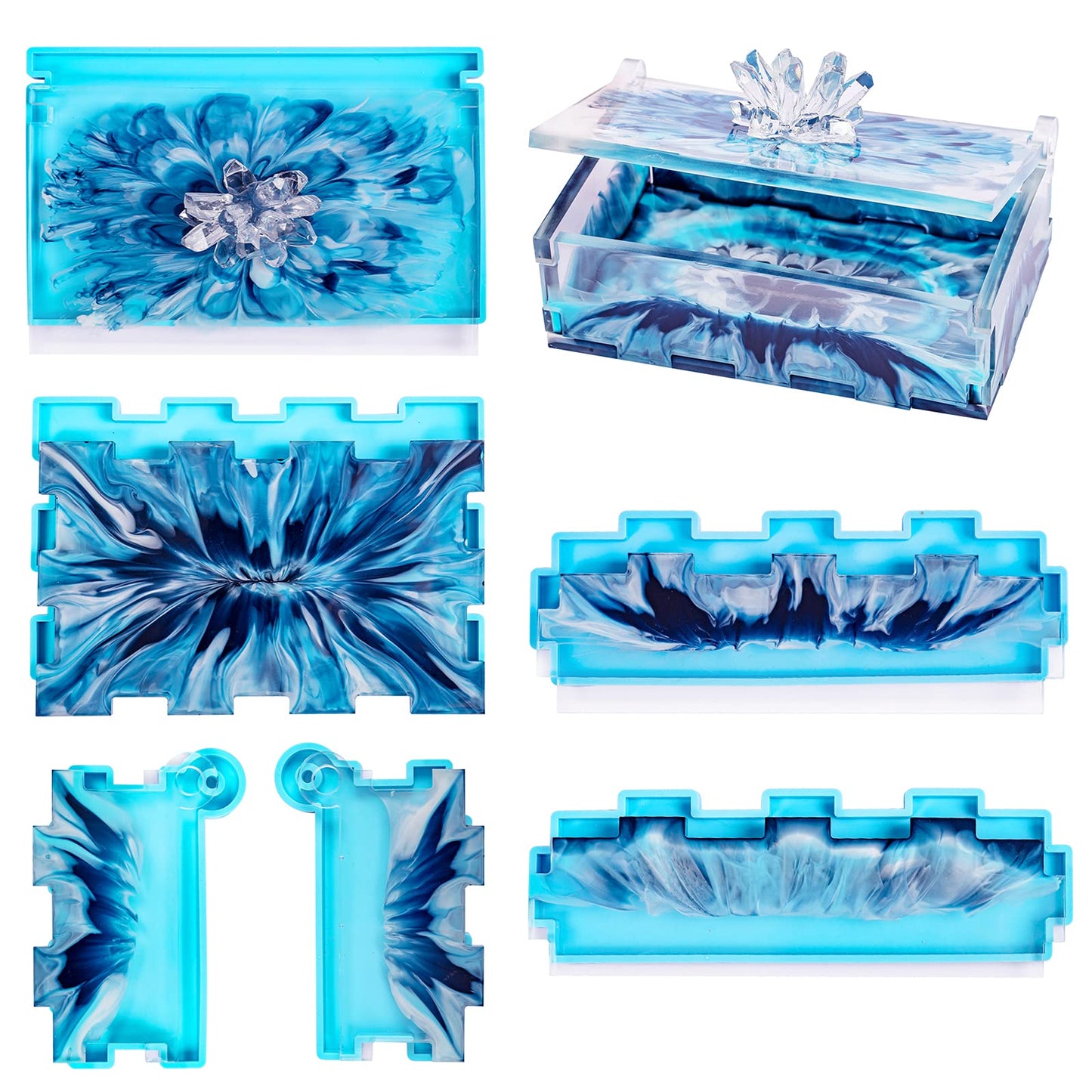 IKEPAHOK Resin Rectangle Box Mold, Epoxy Silicone Large Storage Container with Lid for Casting, DIY Organizer for Dominoes, Coffee Pods, Jewelry, Napkin, Candy, Cosmetics