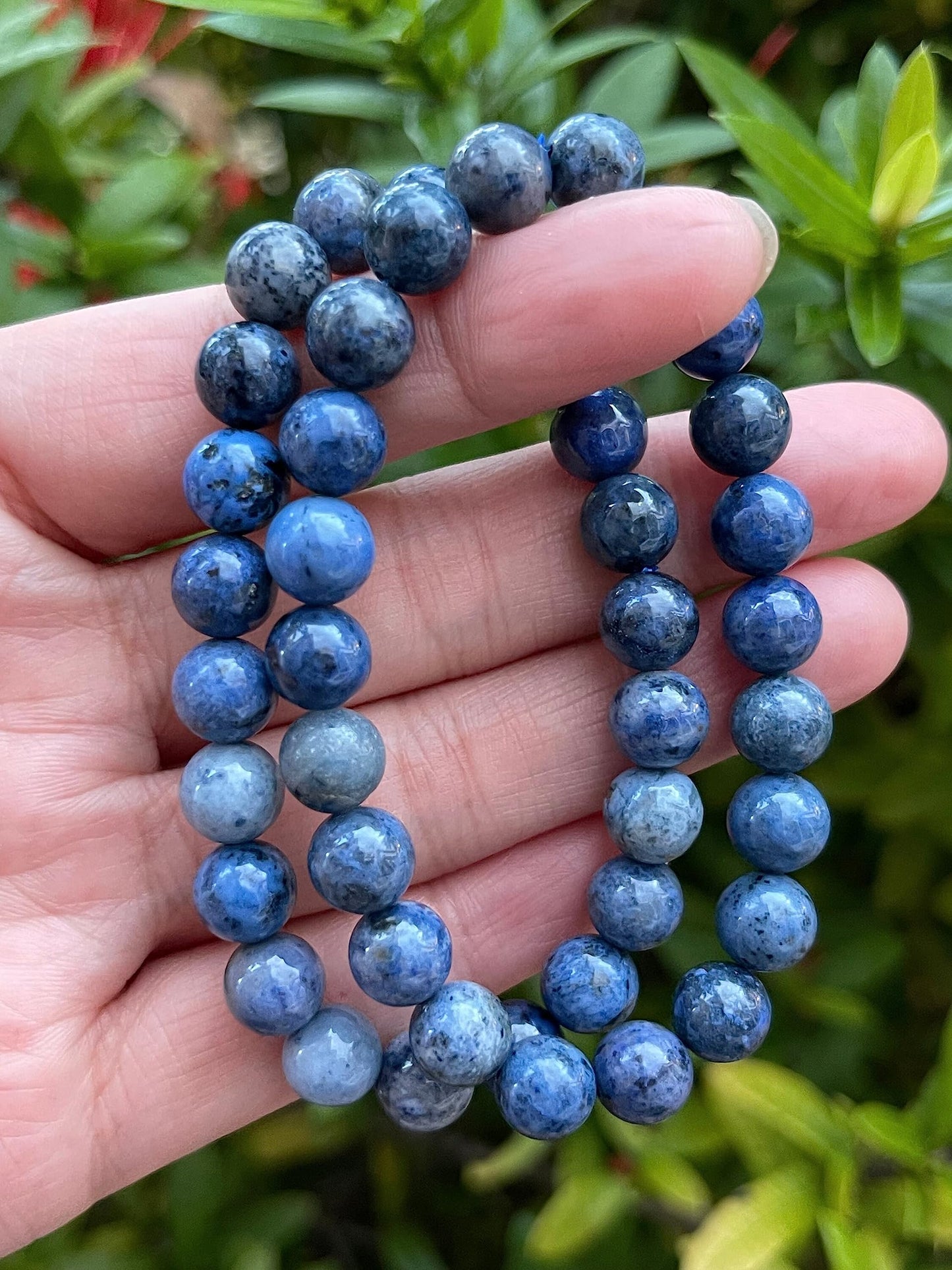 GAF TREASURES Dumortierite Crystal Bead Bracelet 8mm, Genuine Dumortierite Stretch Gemstone Bracelet, Healing Crystal Bracelet, Gift for Men & Women (1)
