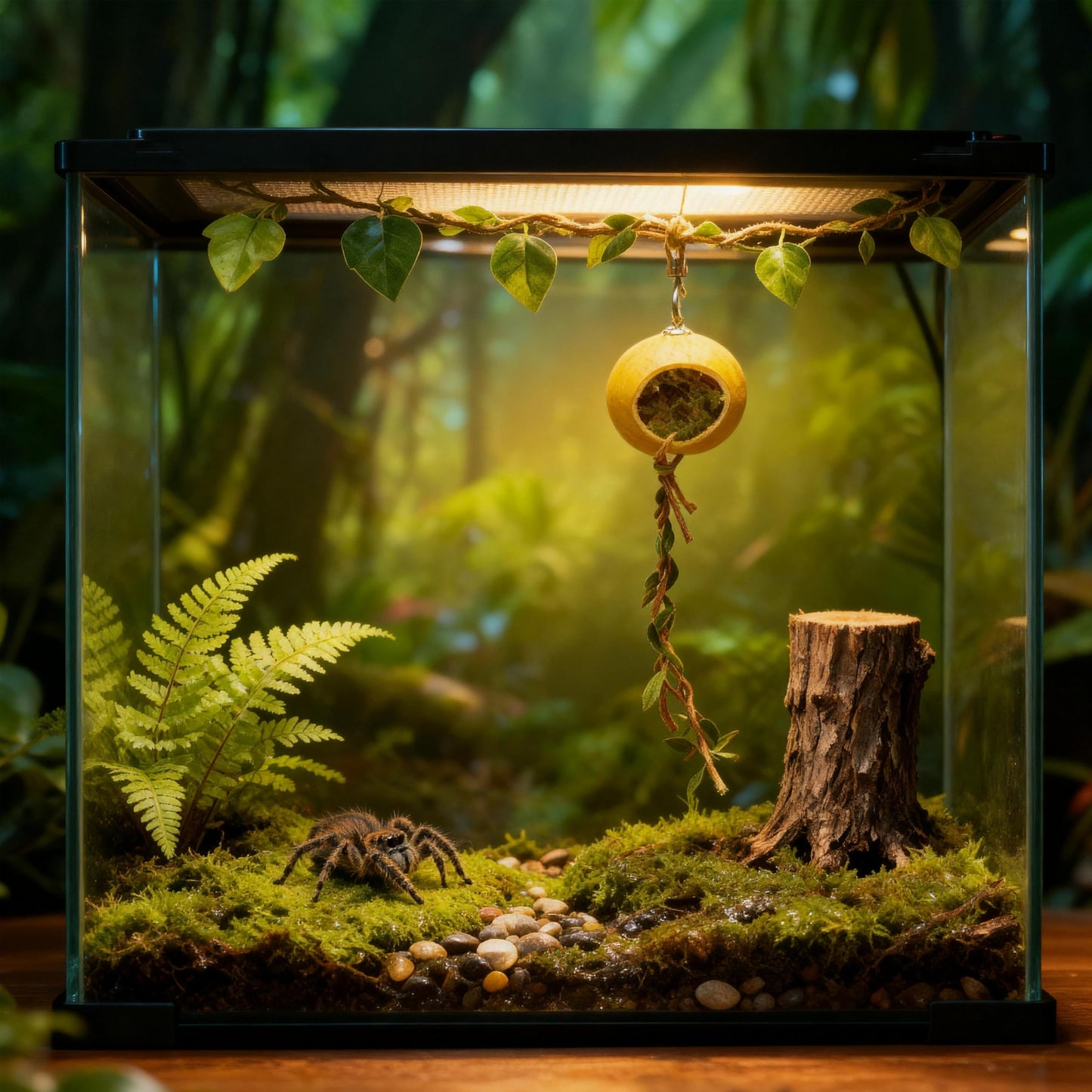 Jumping Spider Hideout - Wood Habitat with Magnetic Mount Spider Climbing Platform Suitable for Jumping Spiders and Other Small Insects