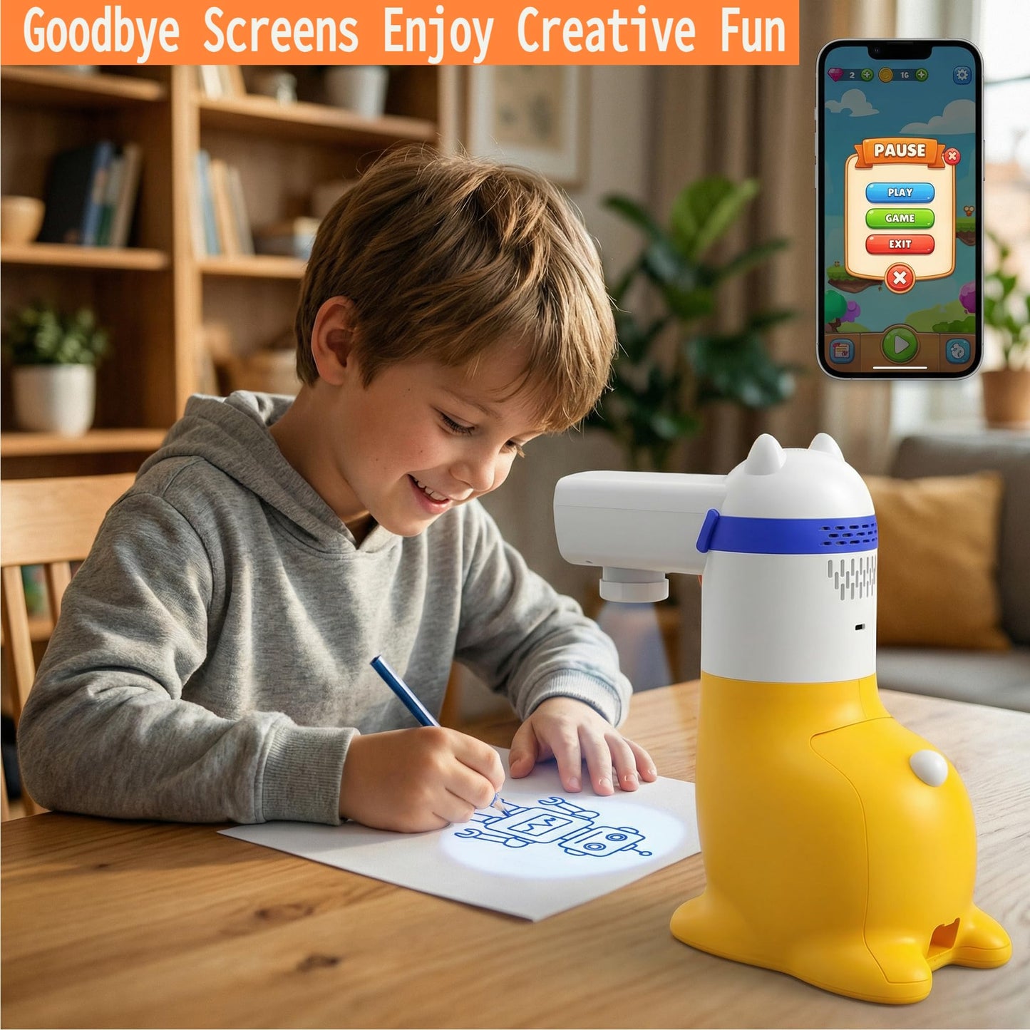 Yoturetoys AI Drawing Projector for Kids, Smart Art Tracing Machine to Inspire Creativity with Voice Learning & Photo-to-Sketch, STEM Educational Toy, Christmas Birthday Gift for Boys Girls Ages 5+