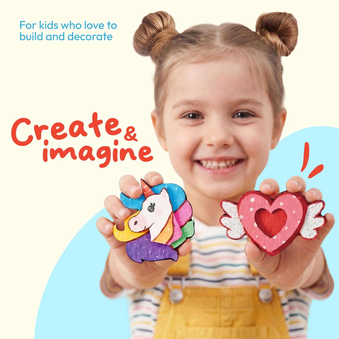 JOYIN 12 pcs Fantasy Wooden Magnets, Kids Unicorn Painting Craft, Spring and Rainy Day Activities School Art Projects, Toys for Kids Aged 3+ Birthday Easter