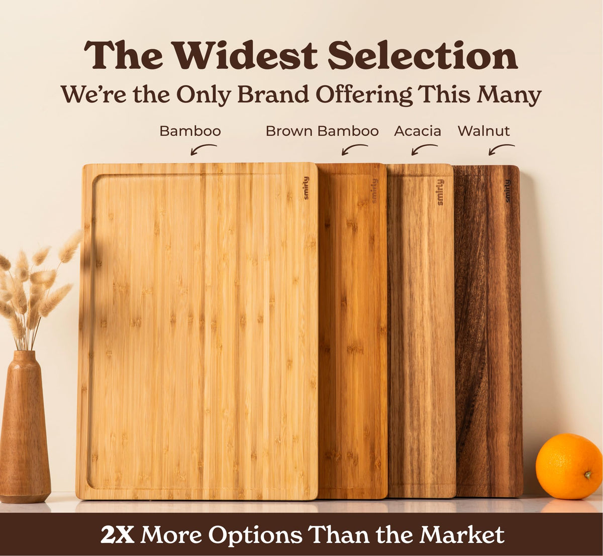 SMIRLY Bamboo Wooden Cutting Boards for Kitchen, Set of 3 Large - Small, Bamboo Wood Cutting Board Set with Deep Juice Grooves, Non Toxic Serving Tray, Perfect Mother's Day Gifts