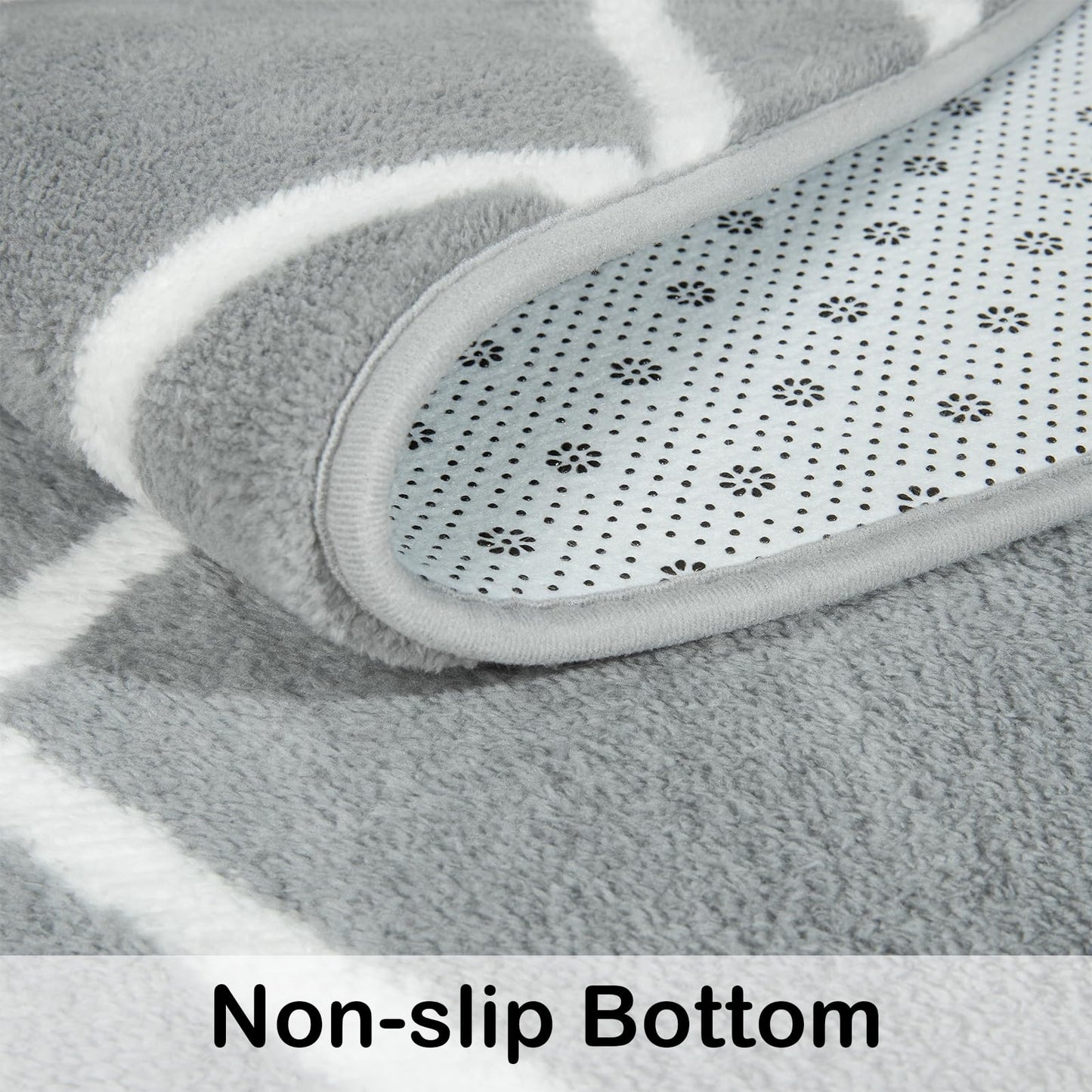 Rtizon Soft Area Rug for Bedroom, 5x7Ft Moroccan Rugs for Living Room, Geometric Non-Slip Carpet with Memory Foam for Boys Girls's Bedside Office Dorm Hallway, Grey and White