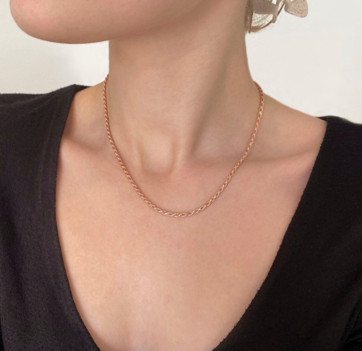 Freekiss Rose Gold Layered Necklaces for Women: Dainty Herringbone Rope Cuban Link Chain Necklace Set, 14K Rose Gold Plated, Non-Tarnish, Simple, Perfect for Layering, Gifts, and Daily Wear