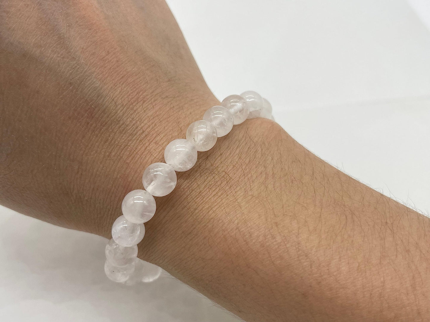 GAF TREASURES Clear Quartz Crystal Bead Bracelet 8mm, Genuine Clear Quartz Stretch Gemstone Bracelet, Healing Crystal Bracelet, Gift for Men & Women (1)