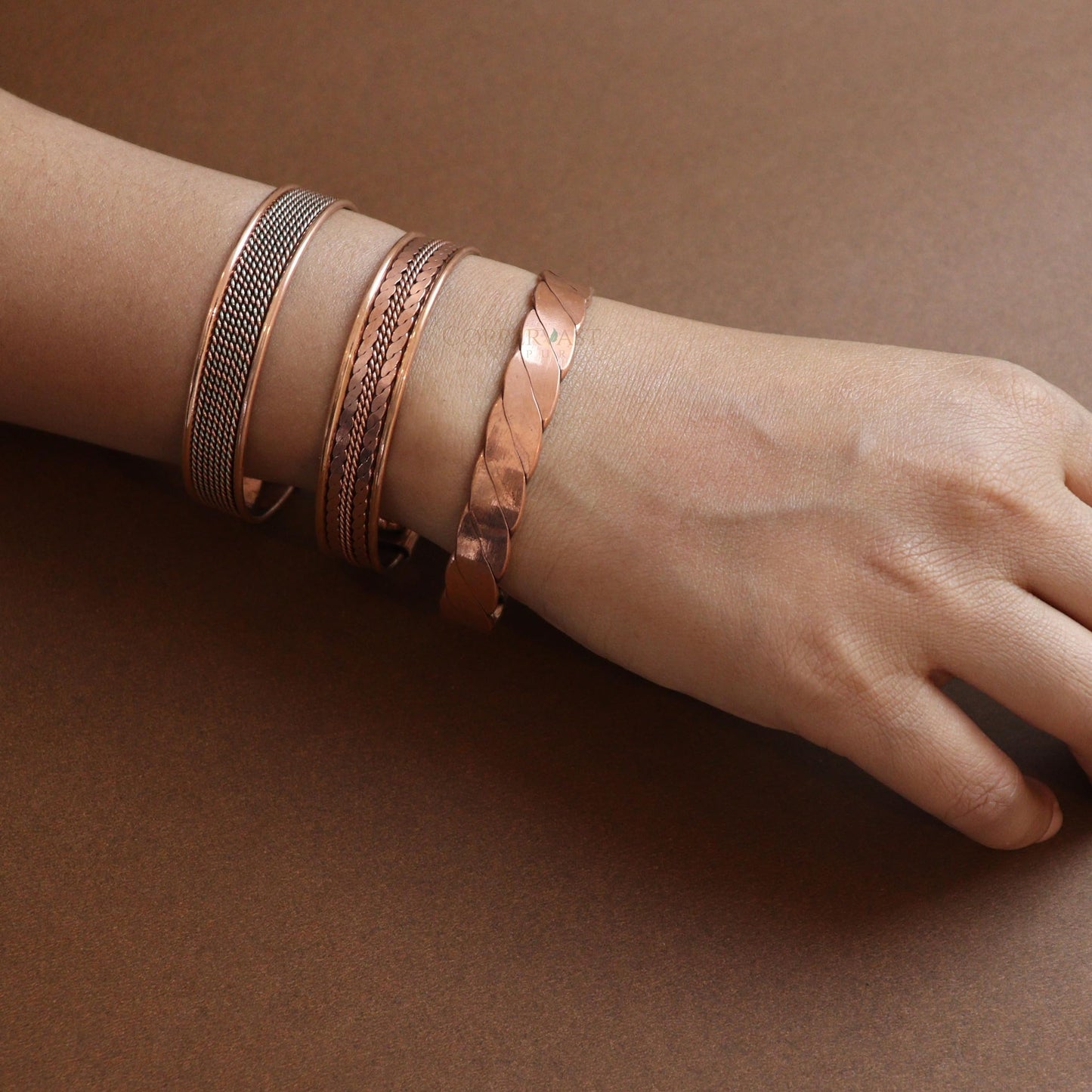 Coppervast Copper Bracelets- for Men and Women| Set of 3 with Gift Bag | Gift for Men and Women |Handmade 100% Copper (Copper9)