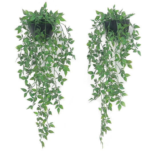 Decor unlimited Artificial Hanging Plants 2 Pack, Fake Mandala Vine Greenery with Wall Planter for Office Living Room Bathroom Indoor Décor