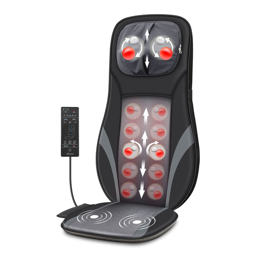 Snailax Shiatsu Back Massager with Heat -Deep Kneading Massage Chair Pad with Adjustable Intensity, Shiatsu Chair Massager to Relax Full Body Muscle