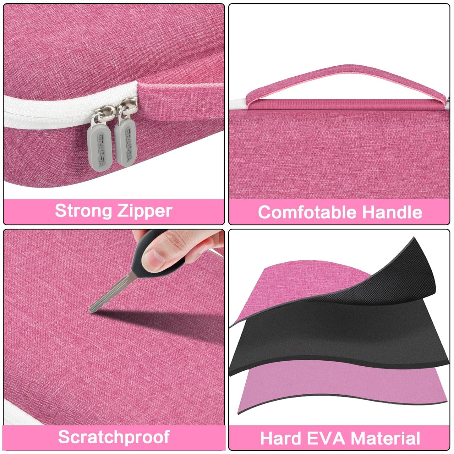 Travel Sunglass Organizer Case for Sojos/for Goodr/for Quay Polarized Sunglasses Men Women, 8 Pairs Trendy Glasses Storage Box for Retro Oval/Rectangle Aviator Shady Rays Glasses(Bag Only)-Pink,L