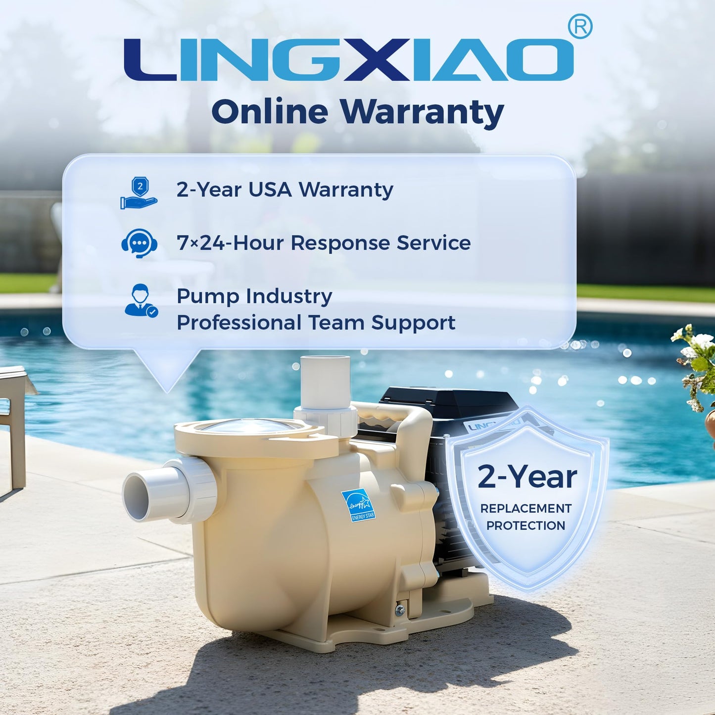 LINGXIAO Smart Variable Speed Pool Pump 2 HP, 115/208-230V, In/Above Pool Pump With Smart Life APP Control, Energy Star Certificate, High Flow & Self Priming - (2025 New Upgrade)