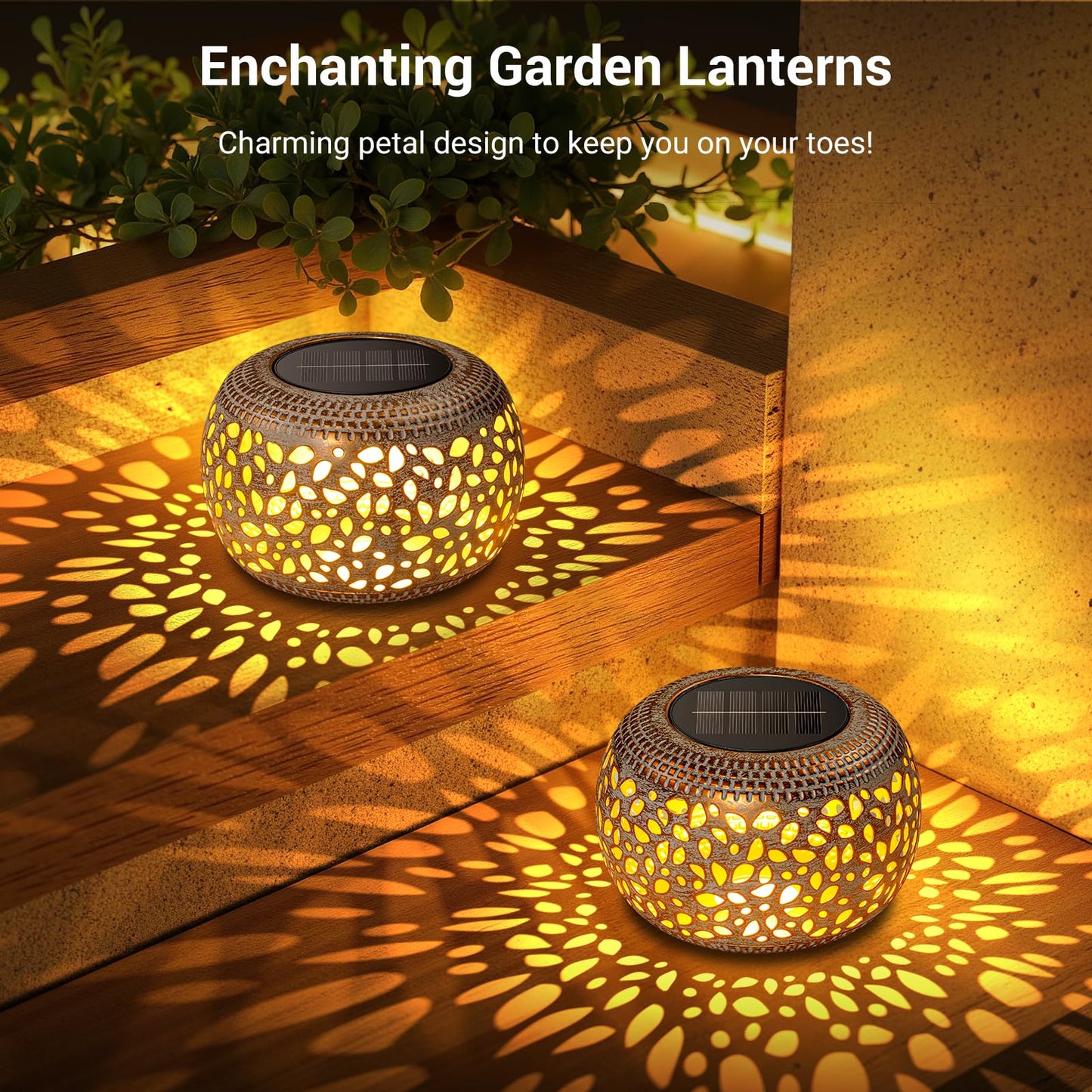 Solar Table Lanterns Outdoor Waterproof: 2 Pack LED Lamps for Patio - White Hollow-Out Metal Retro Solar Light Decor Gift for Women Mom Mothers Day Yard Garden Balcony Indoor Desk Tabletop Decorations