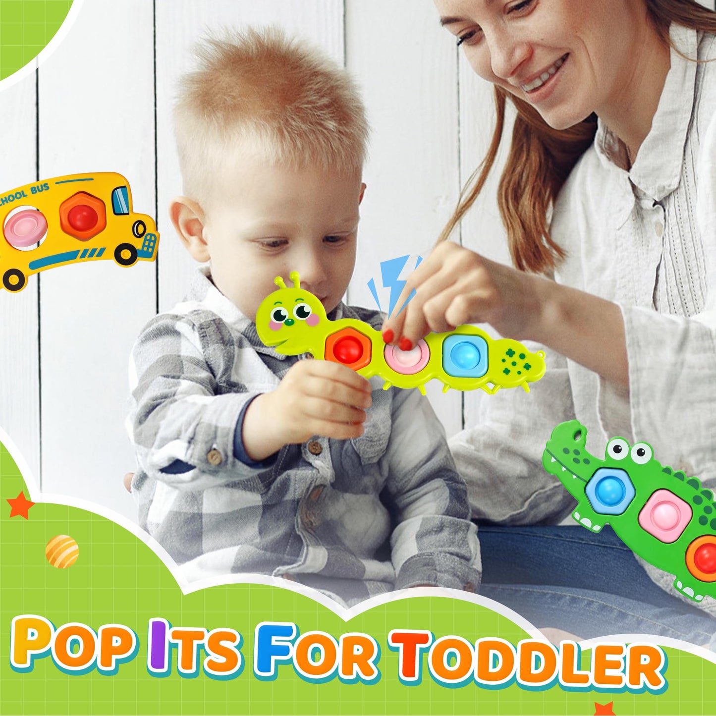 3PC Fidget Popper Sensory Toys Airplane Travel Activities for Toddlers Goodie Bags Pop it Fidget Toys for 12+ Month Babies 1 2 3 Year Old Girls Boys Valentine Gift Easter Basket Stuffer Gift