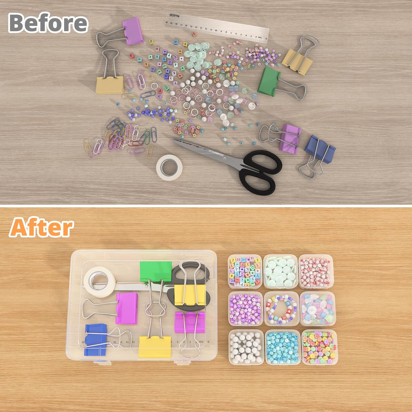 Mathtoxyz Bead Organizer Box, 90Pcs Small Bead Organizers and Storage Plastic Cases Mini Clear Bead Storage Containers Boxes with Hinged Lid and Rectangle for Bracelet Making DIY Jewelry Craft Nail